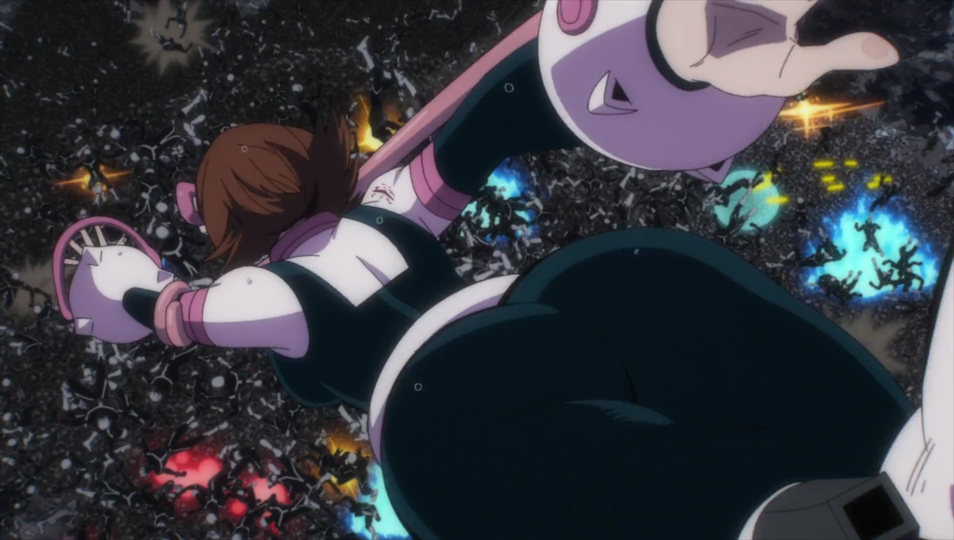 1girls, anime screencap, ass, ass focus, big ass, black bodysuit, bodysuit, boku no hero academia, brown hair, female, headwear, hero outfit (mha), high heel boots, huge ass, multicolored bodysuit, my hero academia, ochako uraraka, ochako uraraka (hero outfit), pink bodysuit, screencap, screenshot, skin tight, superhero costume, superheroine, thick thighs, thighs, uraraka ochako, uraraka ochako (hero outfit), white bodysuit