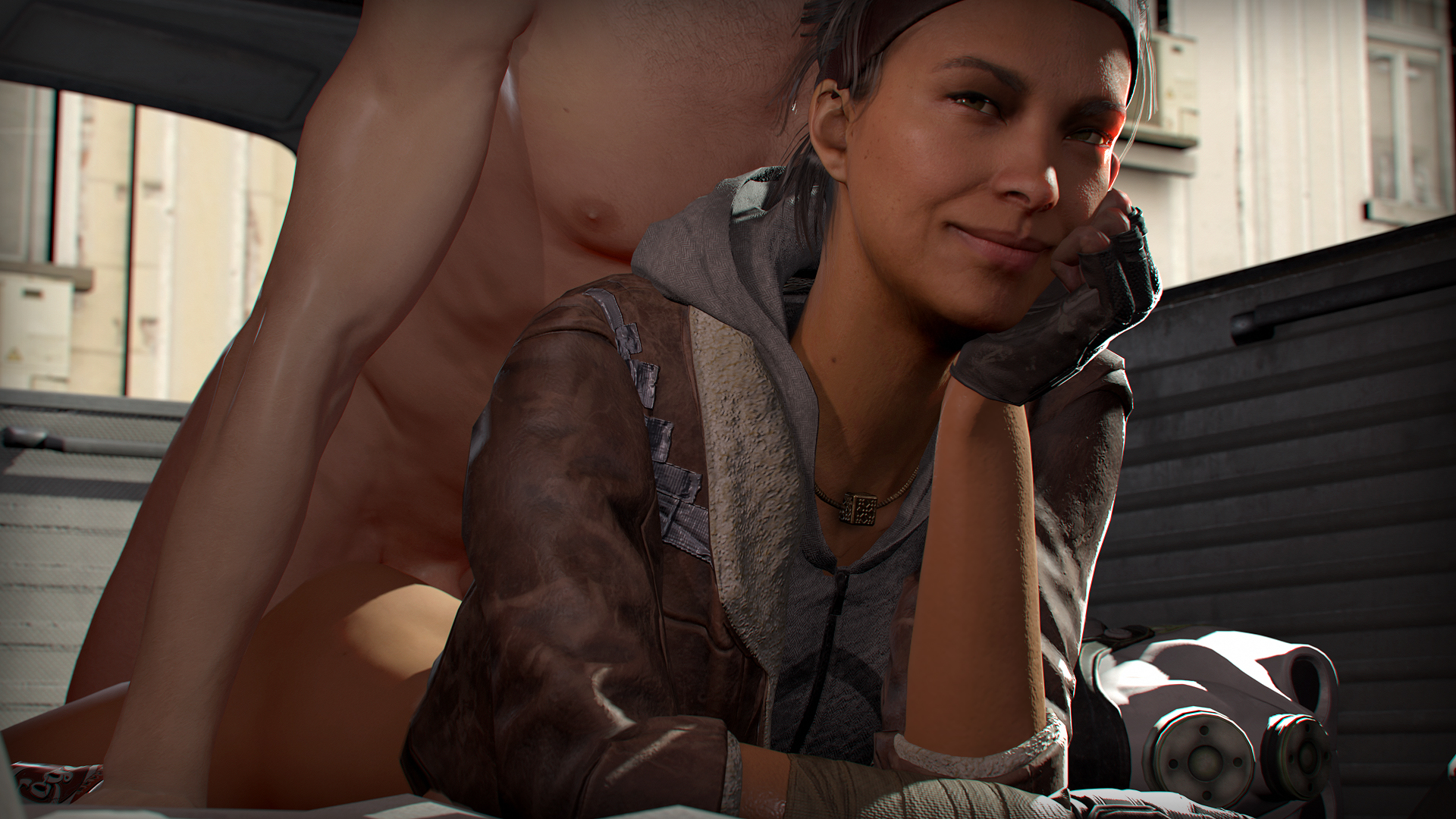 1boy, 1girls, 3d, alyx vance, alyx vance (half-life:alyx), ambiguous penetration, ass, big bruh sfm, bigbruhsfm, cfnm, clothed female nude male, completely nude, dark skin, dark-skinned female, female, female penetrated, gas mask, half-life (series), half-life 2, half-life: alyx, human, human female, human male, human only, human penetrated, human penetrating, human penetrating female, human penetrating human, interracial, light skin, light-skinned male, male, male penetrating, male penetrating female, male penetrating human, nude, nude male, penetration, penis, public, sex, smile, straight, unseen male face
