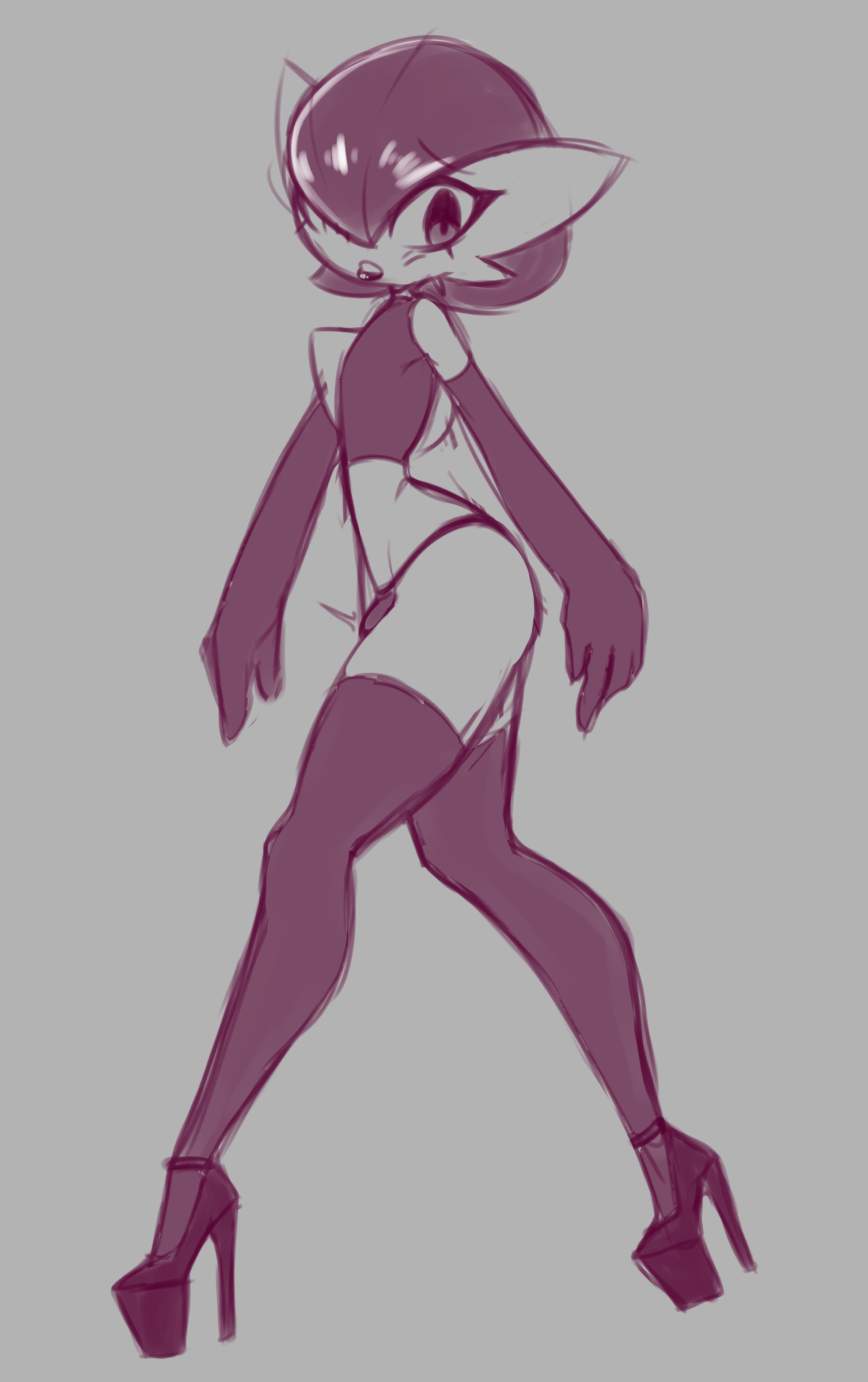 1boy, anthro, anthro femboy, bulge, elbow gloves, eye contact, femboy, femboy pokemon, frowntown, gardevoir, gloves, high heels, looking at viewer, male, male gardevoir, male only, male pokemon, nintendo, original character, penis, penis bulge, pink (frowntown), platform heels, pokémon (species), pokemon, pokemon (species), pokemon rse, short hair, solo, thick thighs, thighhighs, thong, trap