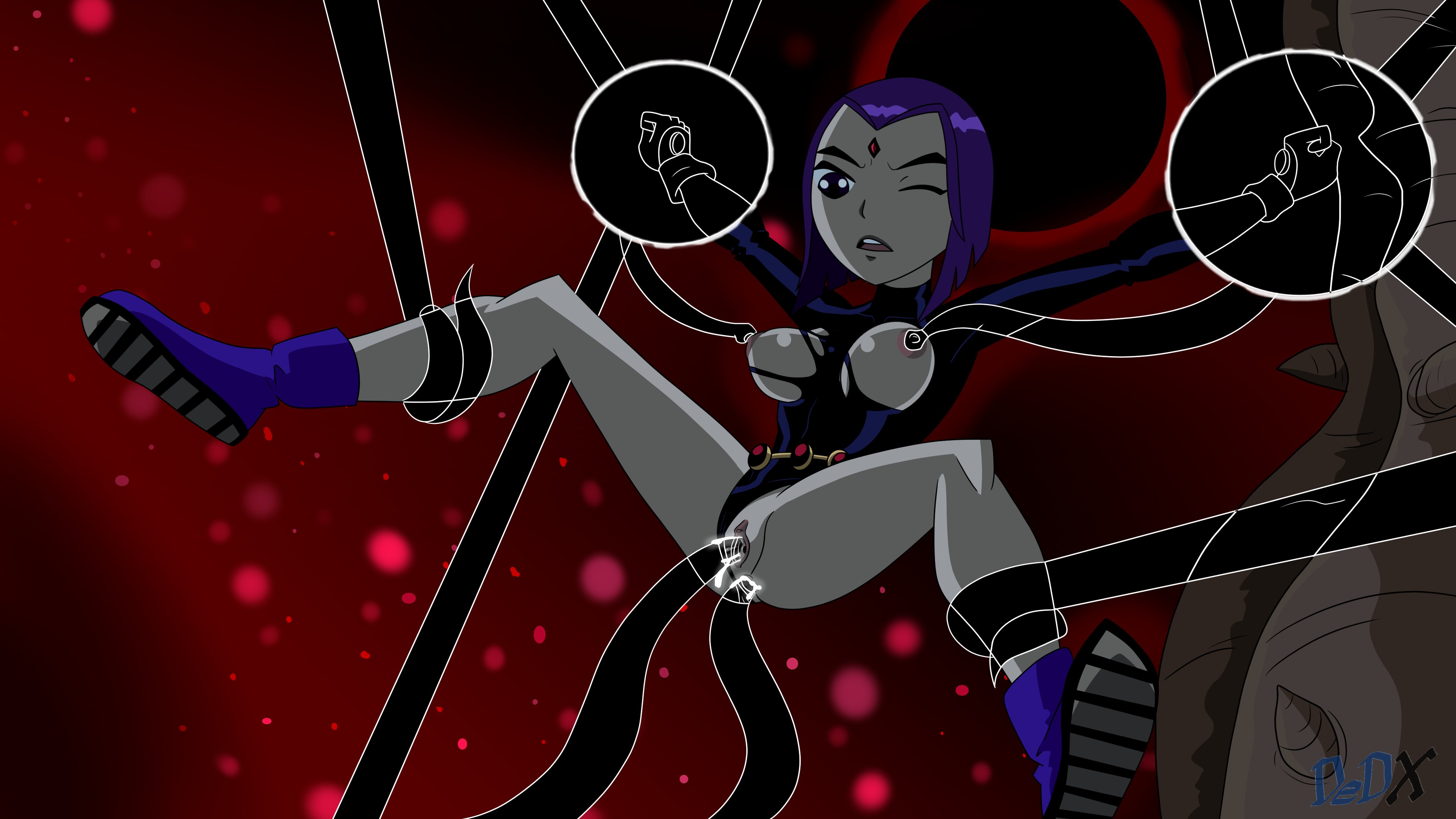 1girls, accurate art style, anal, anal penetration, anal sex, boots, breasts, dc, dc comics, dedx, female, leotard, leotard aside, milking tentacles, nipple suck, nipples, penetration, purple hair, pussy, raven (dc), ripped clothing, short hair, sucking nipples, teen titans, tentacle, tentacle grab, tentacle sucking breasts, vagina, vaginal, vaginal penetration, vaginal sex