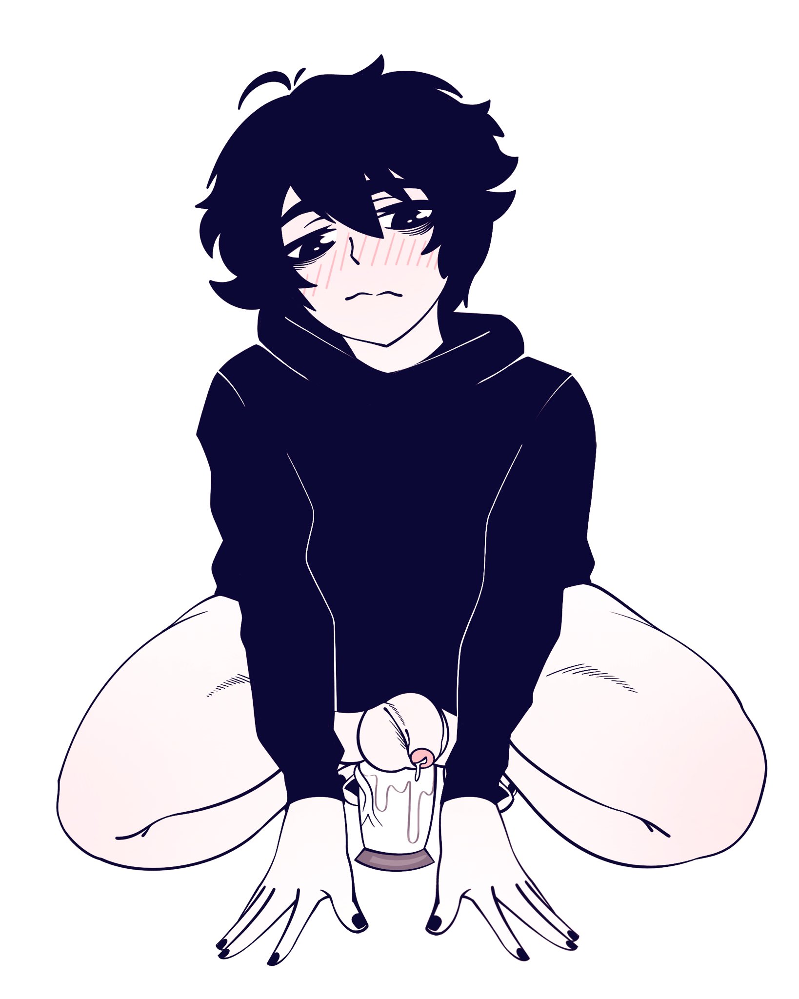 1boy, anal, anal penetration, anal sex, balls, ballsack, black eyes, black hair, black hoodie, blush, bottomless, bro aniki, cute male, dick, dildo, doomer boy, femboy, feminine male, foreskin, human, male, male only, painted nails, pale skin, partially retracted foreskin, penis, retracted foreskin, sad, scrotum, small penis, smooth penis, smooth skin, smooth skinned male, solo, testicles, uncircumcised, uncut, wojak comics