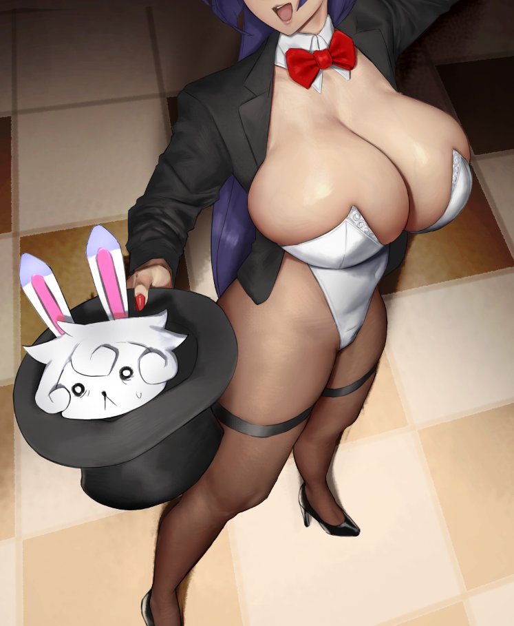 1girls breasts bunny_ears bunny_girl bunnysuit cleavage eu03 fate/grand_order fate_(series) female female_only huge_breasts magician minamoto_no_raikou_(fate/grand_order) pantyhose partially_clothed thick_thighs wide_hips