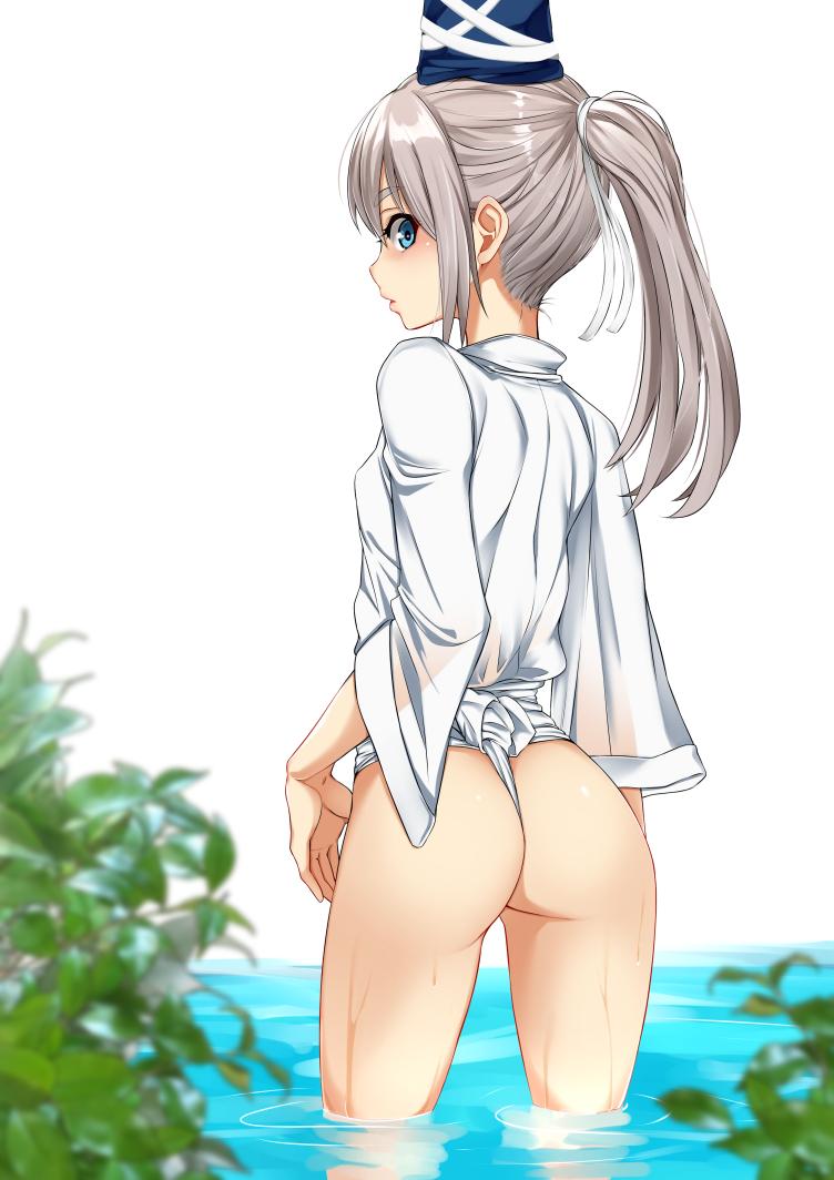 ass clothed looking_at_viewer momendoufu mononobe_no_futo small_breasts tagme touhou