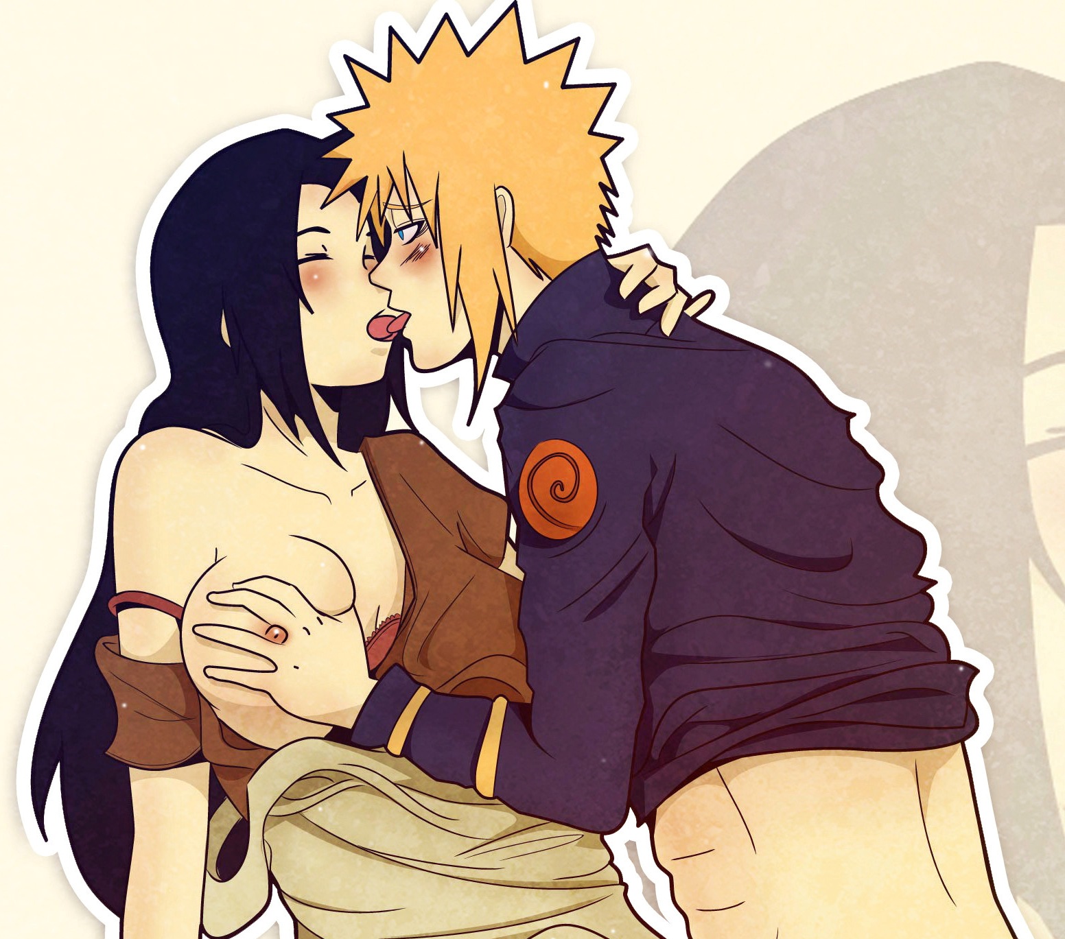 big breasts, black hair, blonde hair, blue eyes, blush, breast grab, breast squeeze, breasts, clothed, clothing, erection, female, imminent sex, indrockz, indy riquez, kissing, lifting, long hair, male, namikaze minato, naruto, naruto (series), naruto shippuden, nipples, panties, standing, straight, tongue, tongue out, uchiha mikoto