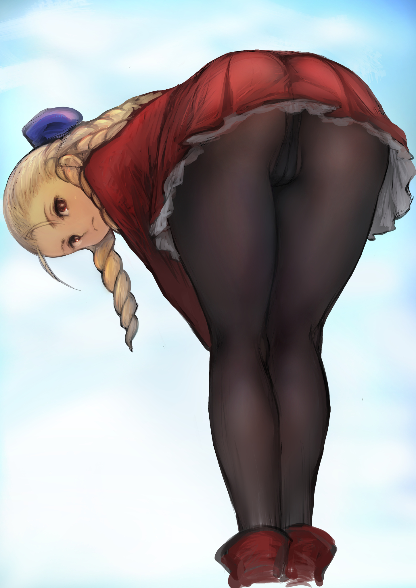 2d, ass, blonde hair, bubble ass, bubble butt, capcom, female, female focus, female only, johan (johan13), karin kanzuki, panties, pantyhose, street fighter, street fighter v, tagme, upskirt