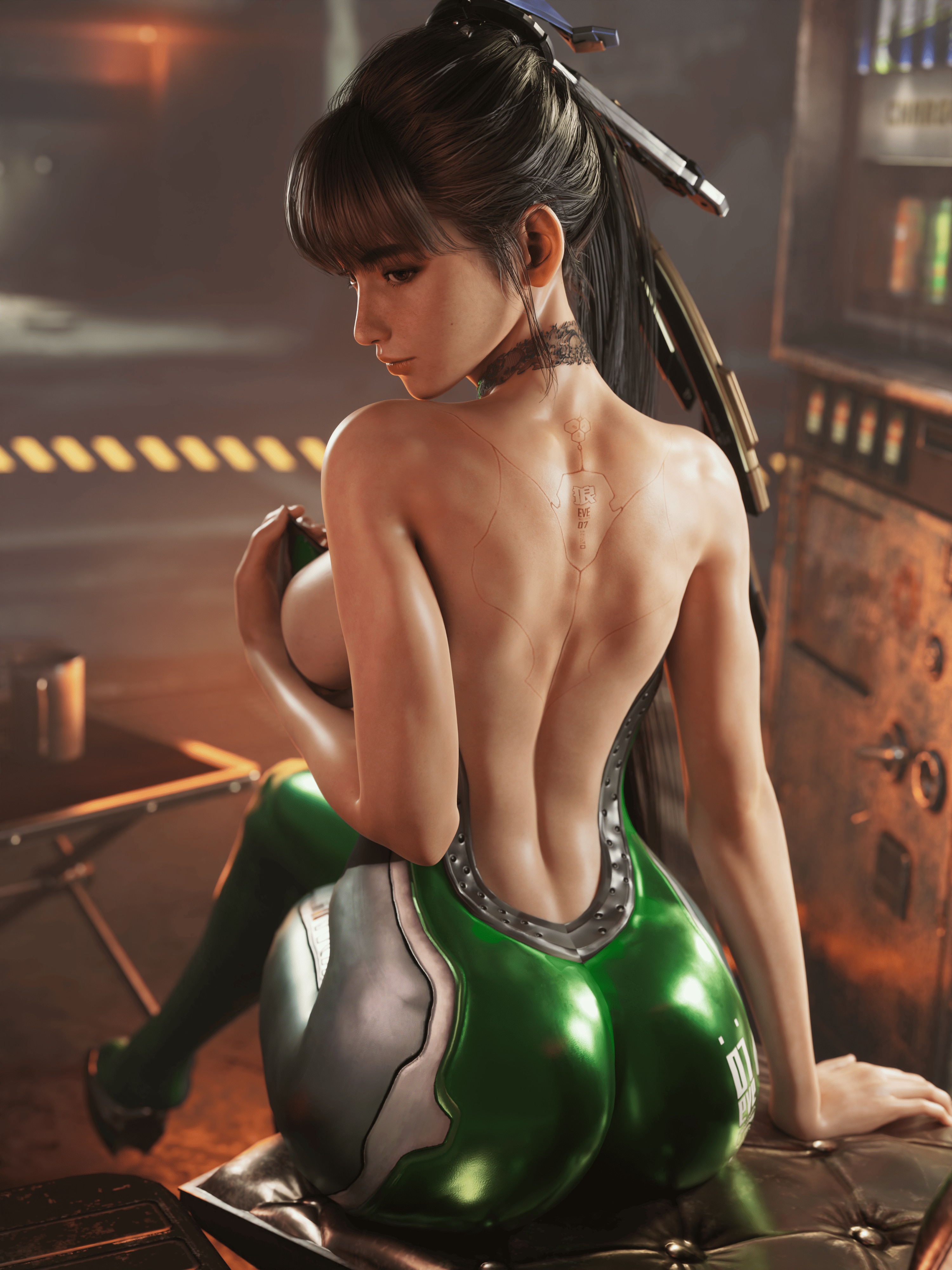 3d, android, android girl, ass, billyhhyb, eve (stellar blade), female, female only, machine, machine girl, robot, robot girl, screenshot, seductive, solo, solo female, stellar blade
