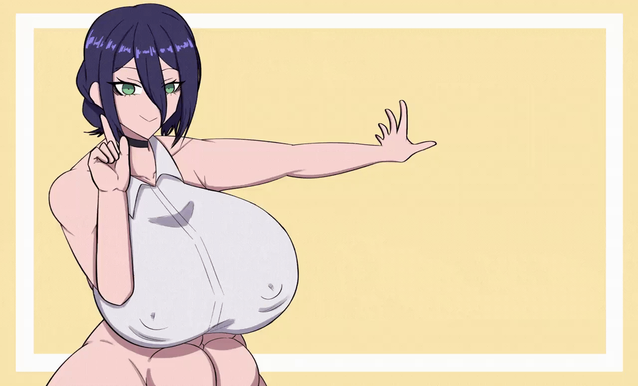 1girls, animated, anime, artist request, big breasts, bouncing breasts, breasts, chainsaw man, female, green eyes, large breasts, meme, muscular, muscular female, no background, reze (chainsaw man), shaking, shaking breasts