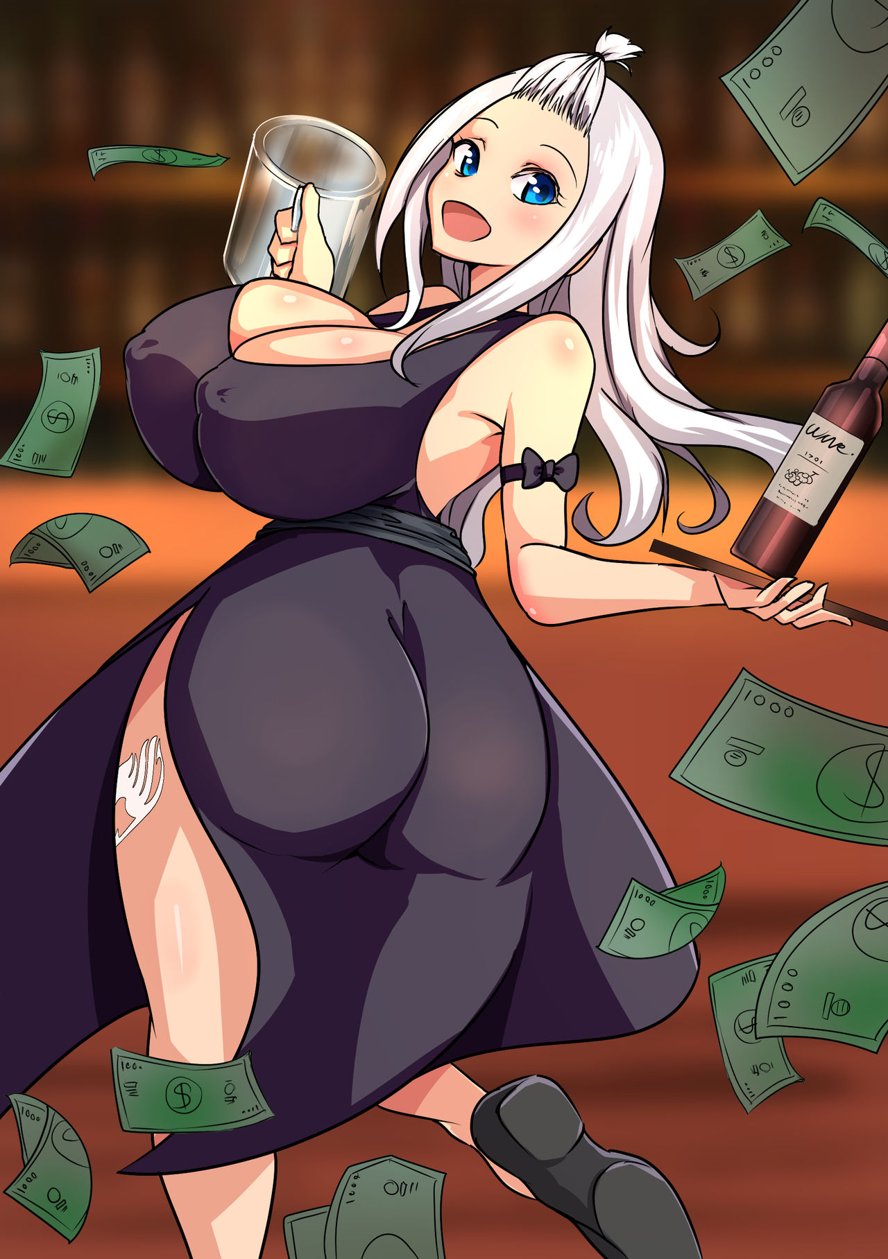 1girls, breasts, comic, fairy tail, fairy tail mark, female, huge breasts, leg tattoo, mirajane strauss, prostitution, tagme, tattoo, white hair, white tattoo, white-haired female
