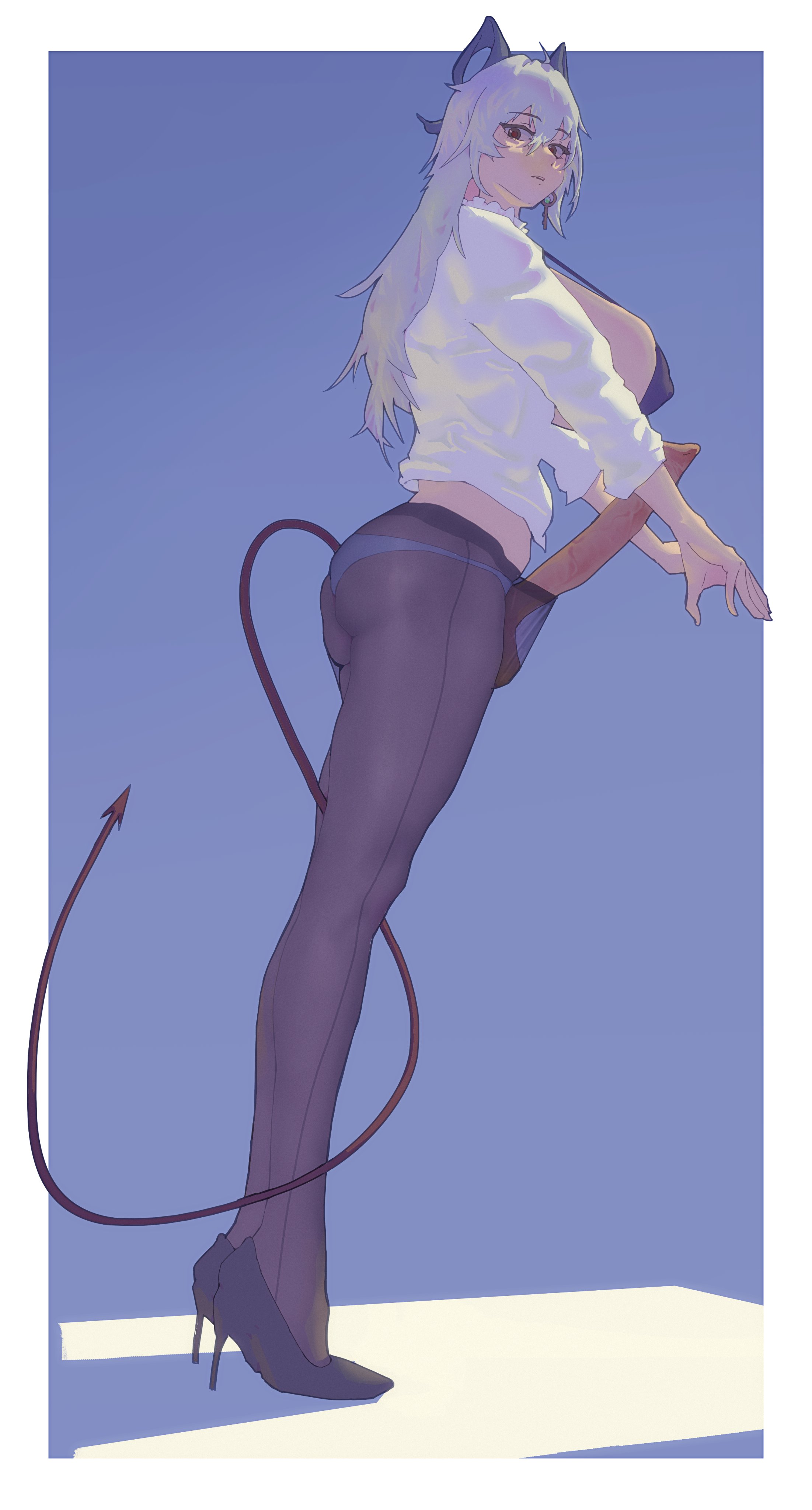 animal genitalia, futanari, heels, hi res, intersex, looking at viewer, pantyhose, suanhe10449, tail, wuthering waves, zani (wuthering waves)