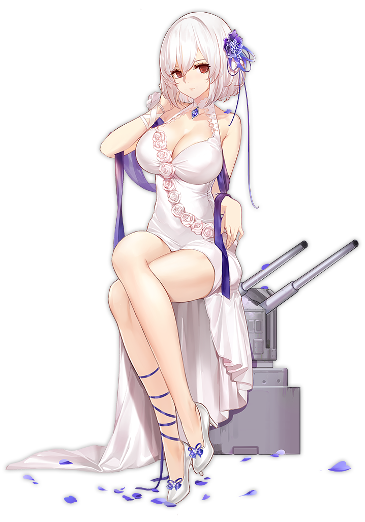 alternate_costume azur_lane bare_legs bare_shoulders black_background blue_gemstone blush breasts cannon cg choker cleavage closed_mouth collarbone crossed_legs dress female flower full_body gem hair_between_eyes hair_flower hair_ornament hair_ribbon halter_dress halterneck hand_on_own_face hand_up high_heels jewelry large_breasts leg_ribbon looking_at_viewer official_alternate_costume official_art petals purple_flower purple_ribbon red_eyes rigging rose shoes short_hair simple_background sirius_(azur_lane) sirius_(white_rose)_(azur_lane) sitting sleeveless sleeveless_dress solo thighs transparent_background turret white_dress white_footwear white_hair