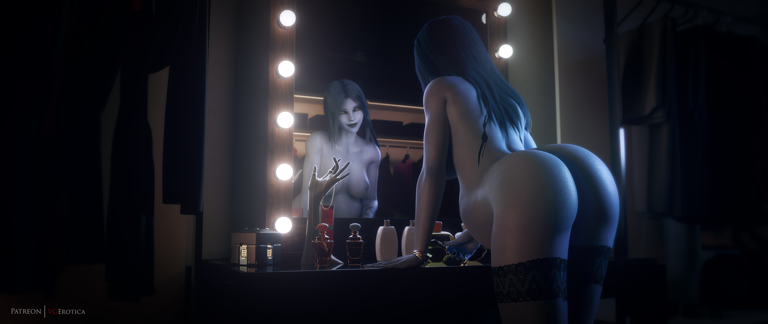 1girls, 3d, areolae, ass, autodesk maya, bent over, big ass, female, female only, nipples, overwatch, pregnant, solo, thighhighs, vgerotica, widowmaker