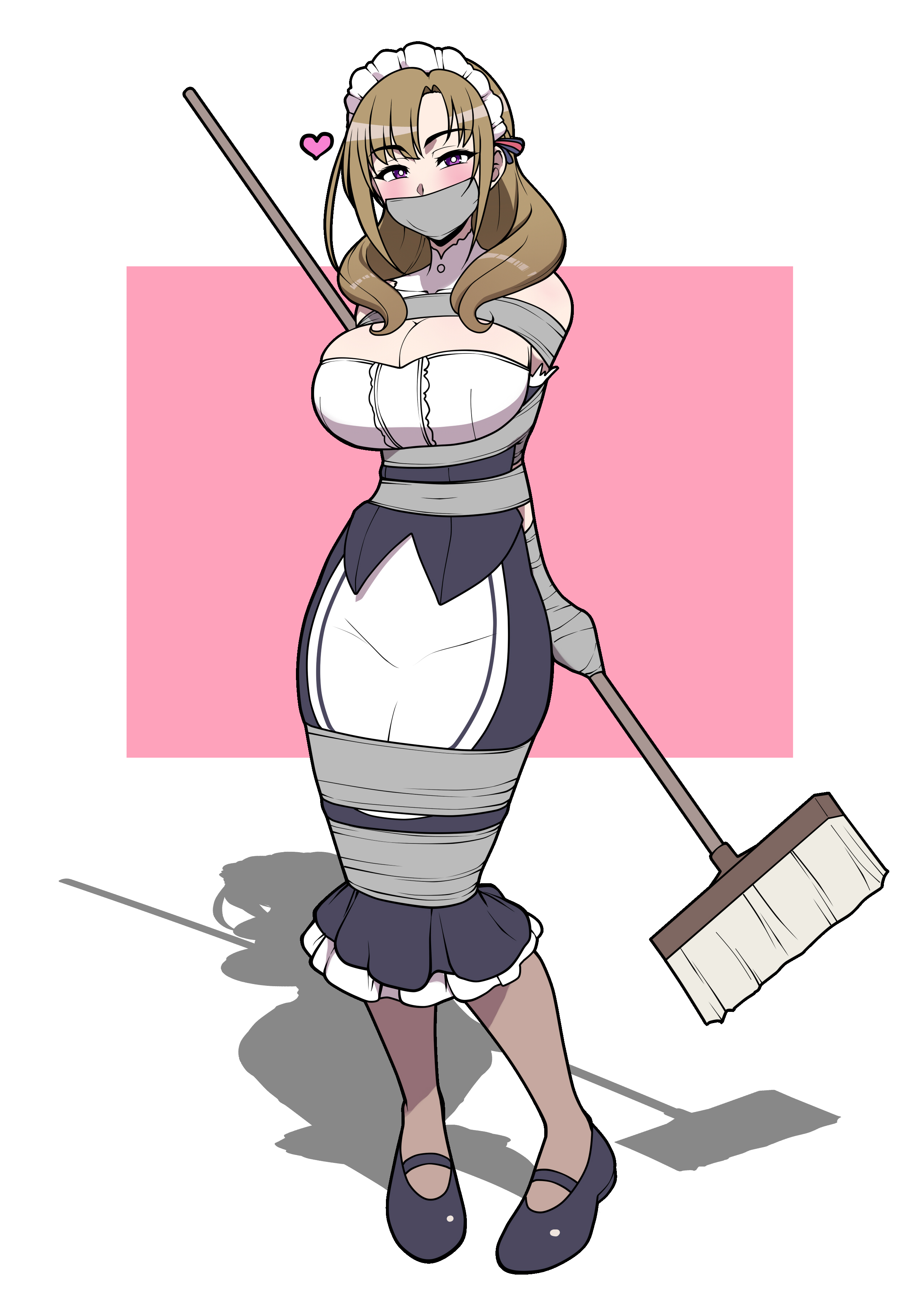 bondage, breasts, broom, female, female only, femsub, gag, happy sub, jam-orbital, large breasts, maid, mask, masked, masked female, mature, mature female, milf, oosuki mamako, slender body, tagme, tall female, taped hands, tsuujou kougeki ga zentai kougeki de ni-kai kougeki no okaasan wa suki desu ka?