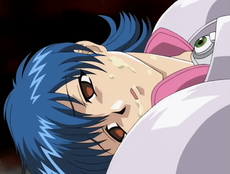 00s 2003 2d animated anime_screencap approximated_aspect_ratio bangs blue_hair broken_rape_victim cum cum_in_mouth dead_eyes empty_eyes facial female hentai lowres magical_girl mind_break moonrock nami_sos open_mouth rape red_legwear sex short_hair yamane_chisato