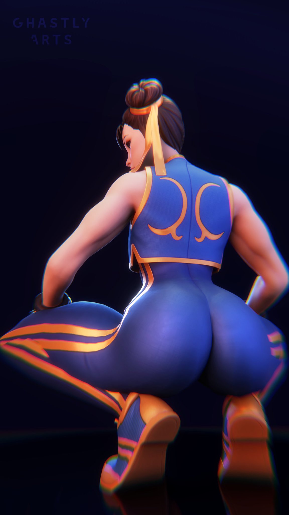 1girls 3d ass back back_view big_ass brown_eyes brown_hair capcom chun-li chun-li_(fortnite) clothed clothed_female clothing double_bun female female_only fortnite fortnite:_battle_royale fully_clothed ghastlyarts looking_at_viewer looking_back muscular_female sleeveless solo solo_female street_fighter street_fighter_alpha tagme thick_thighs thighs