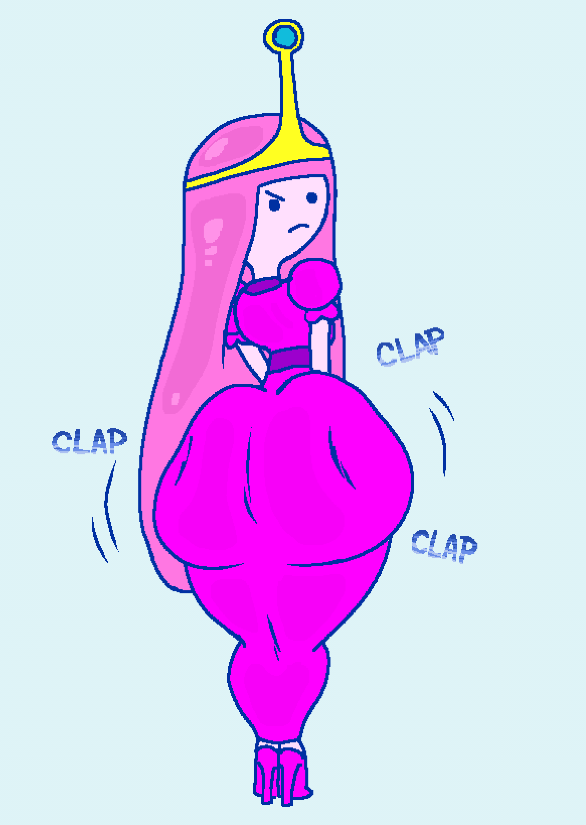 adventure_time ass_clapping ass_in_dress big_ass clapping_cheeks fat_ass female female_focus hexanne pink_body pink_hair pink_skin princess_bubblegum tagme