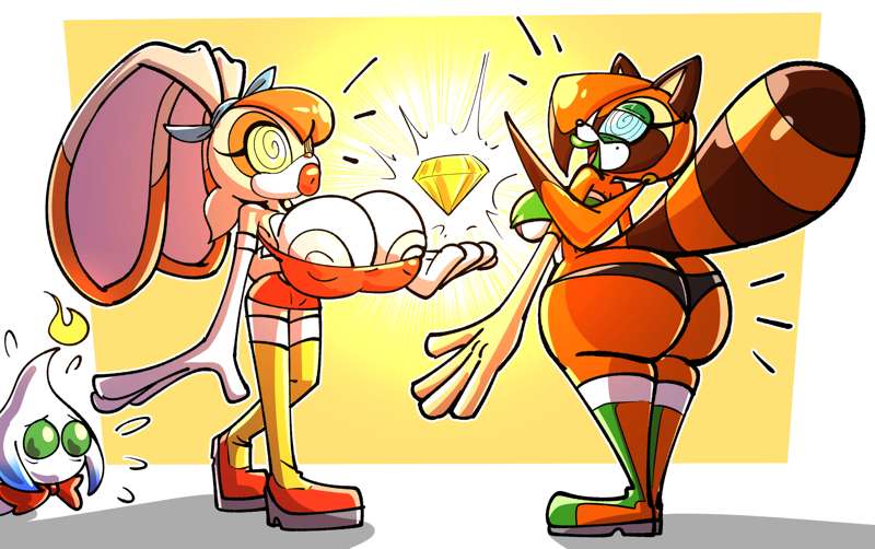 2girls bimbo bimbofication cream_the_rabbit female huge_ass huge_breasts hypnosis marine_the_raccoon mind_control sachasketchy sonic_(series) sonic_the_hedgehog_(series) spiral_eyes