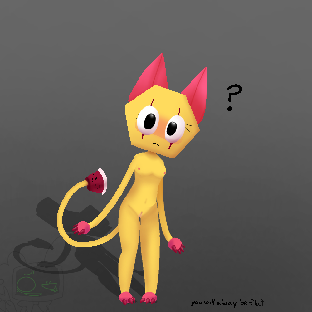 cat_ears cat_tail dandy's_world flat_chest plastic_cup pussy roblox scraps_(dandy's_world) standing staring xjjejeeeeo