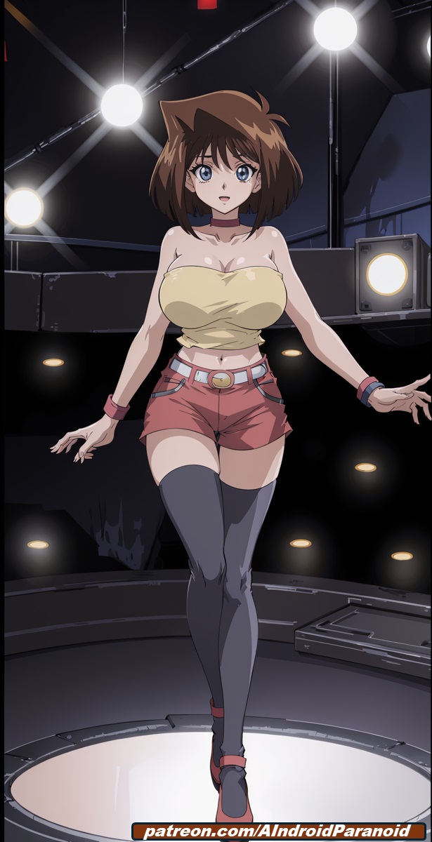 ai_generated aindroidparanoid anzu_mazaki ass big_breasts blue_eyes breasts brown_hair dance dancer dancing disco hips huge_breasts large_breasts long_legs narrow_waist short_hair slim_waist stable_diffusion taller_girl tea_gardner wide_hips yu-gi-oh! yu-gi-oh!_gx