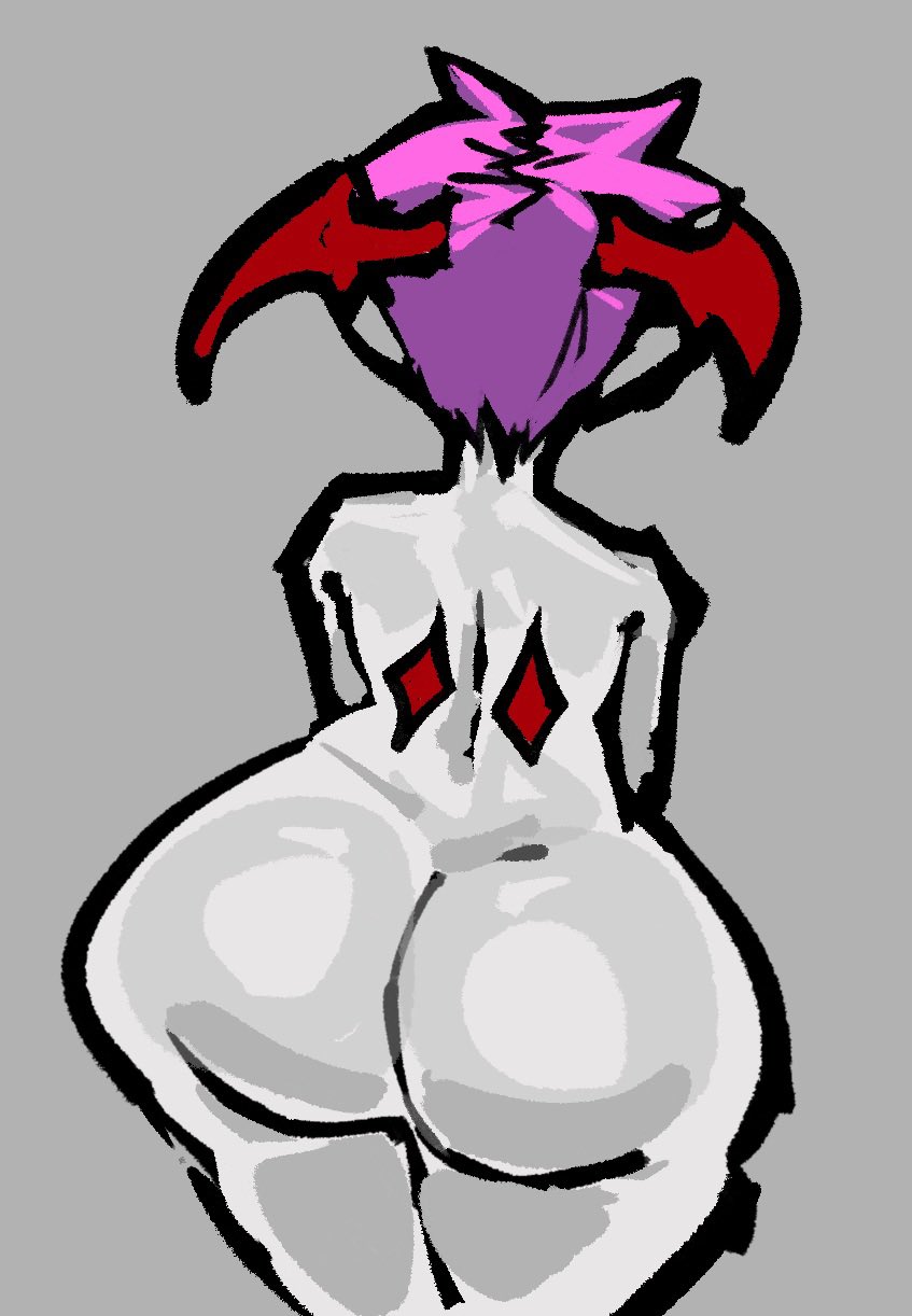 1girls ass big_ass darkstalkers female from_behind huge_ass jayclouserart lilith_aensland nude pink_hair short_hair succubus tagme thick thick_ass thick_thighs thighs wings