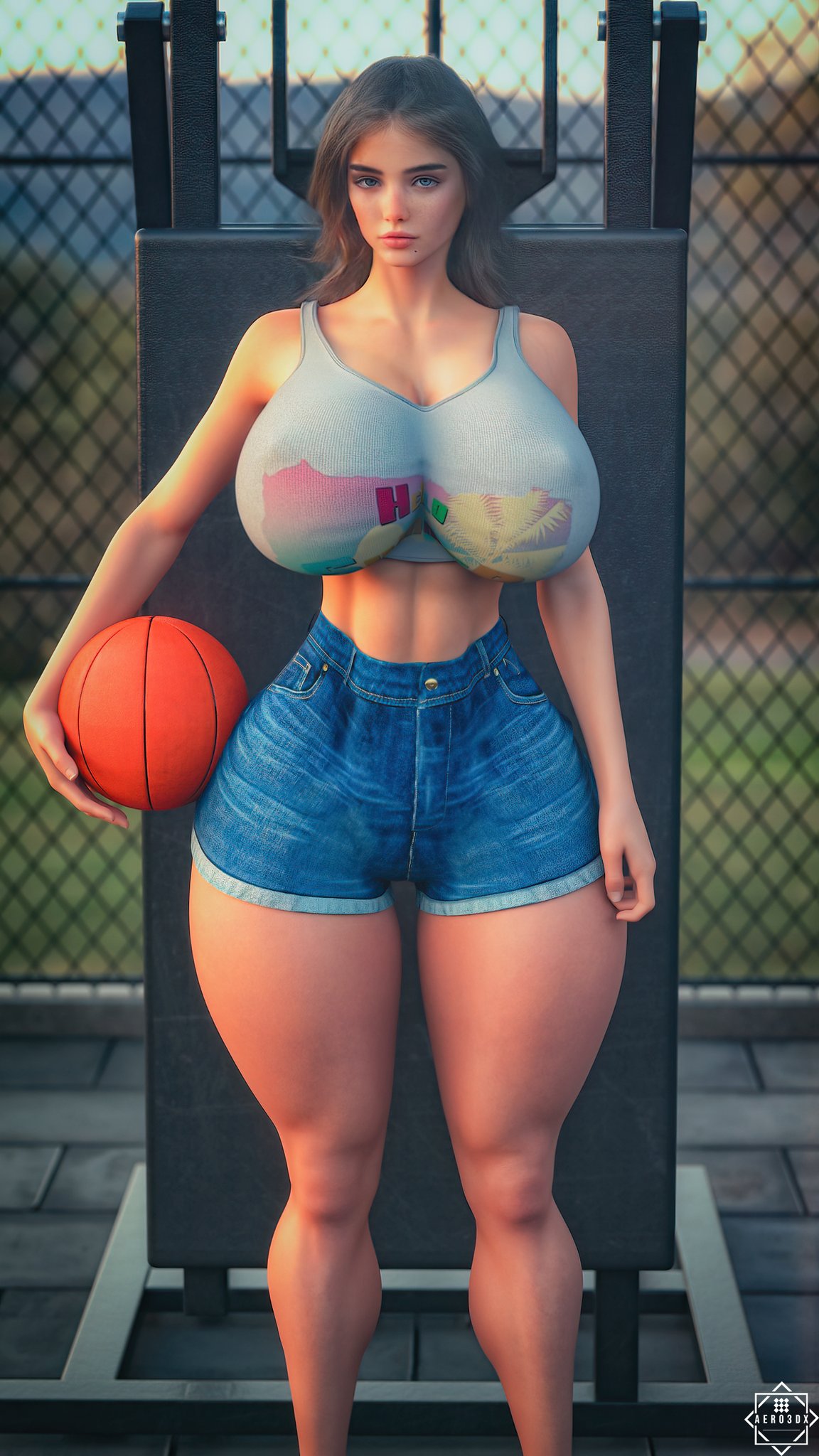 1girls 3d aero3dx artist_name athletic athletic_female basketball basketball_(ball) breasts busty clothed female hips hourglass_figure huge_breasts human large_breasts legs light-skinned_female light_skin lips mirage3dx monica_(aero3dx) original original_character shiny shiny_skin slushe_(website) thick_legs thick_thighs thighs voluptuous waist watermark wide_hips