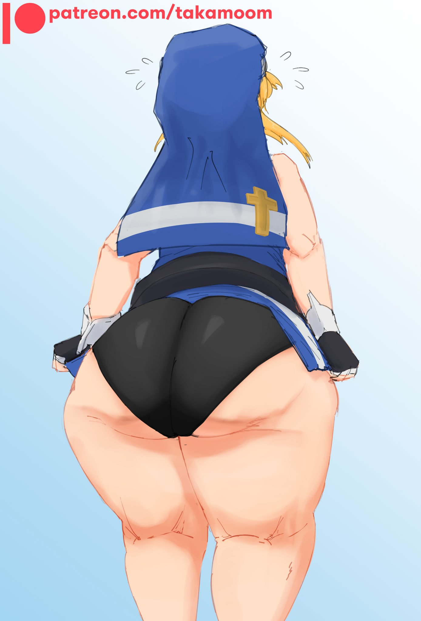 1boy ass big_ass bridget canon_crossdressing enormous_ass evilmoomy femboy girly guilty_gear huge_ass male nervous nun_outfit pulling_clothing rear_view skimpy skimpy_clothes solo spats takamoom thick_thighs wide_hips