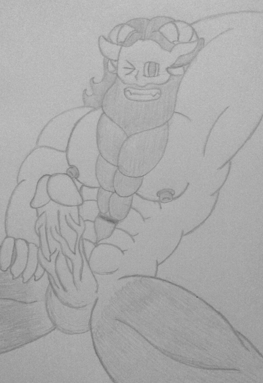 1boy abs animal_ears balls ballsack bara bartel beard big_balls body_fur boner braided_beard confident erection facial_hair faun gailardhia_(artist) half-human heavy_balls horns humanoid humanoid_penis long_beard long_hair_male male male_nipples male_only masculine mature_male monochrome muscles muscular_male mustache nude_male one_eye_closed pecs penis satyr scrotum sketch smile solo testicles veiny_penis