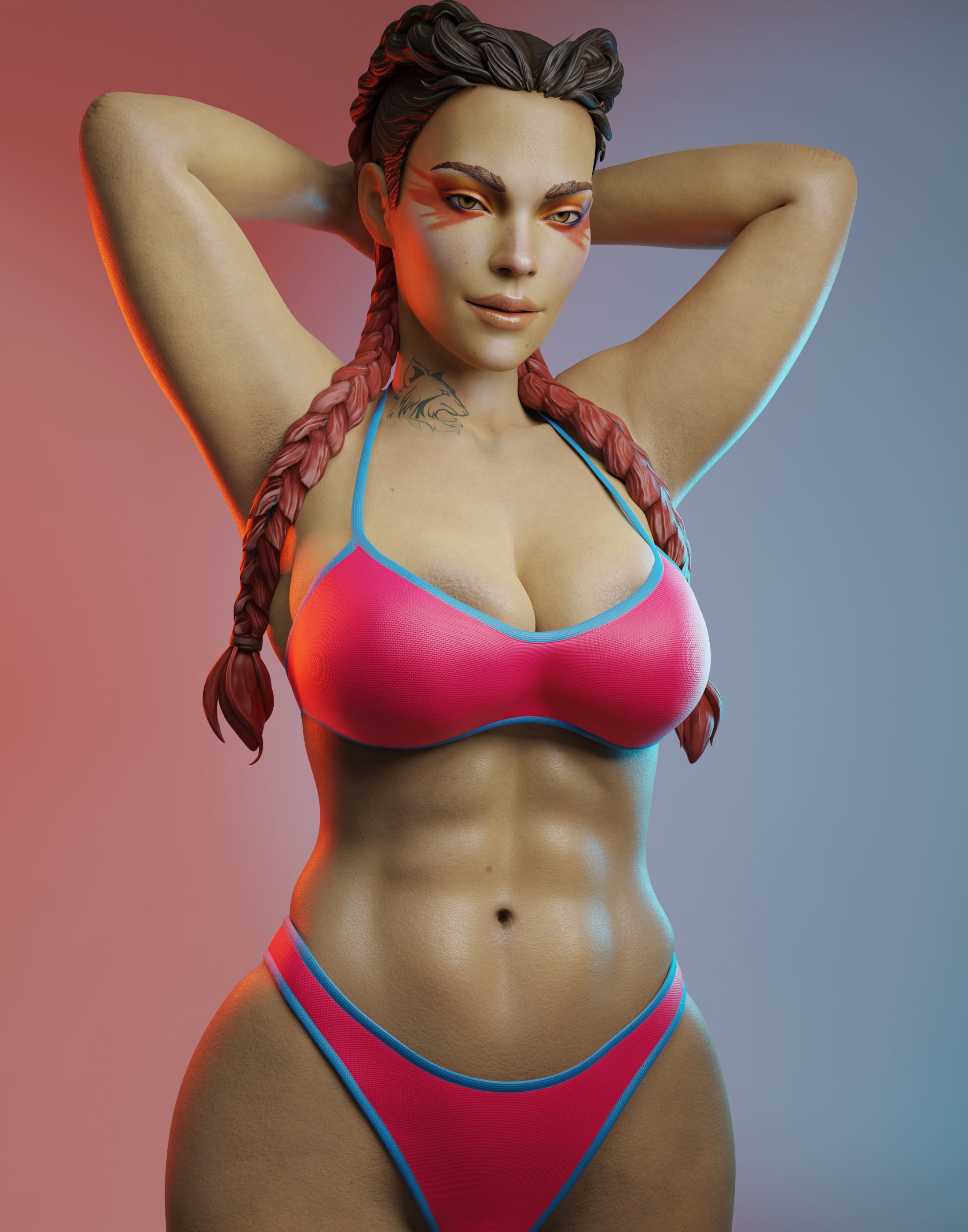 1girls, 3d, abs, apex legends, big breasts, blender, breasts, cleavage, dark skin, dark-skinned female, female, female only, francis brown, large breasts, loba (apex legends), muscles, muscular, muscular female, solo