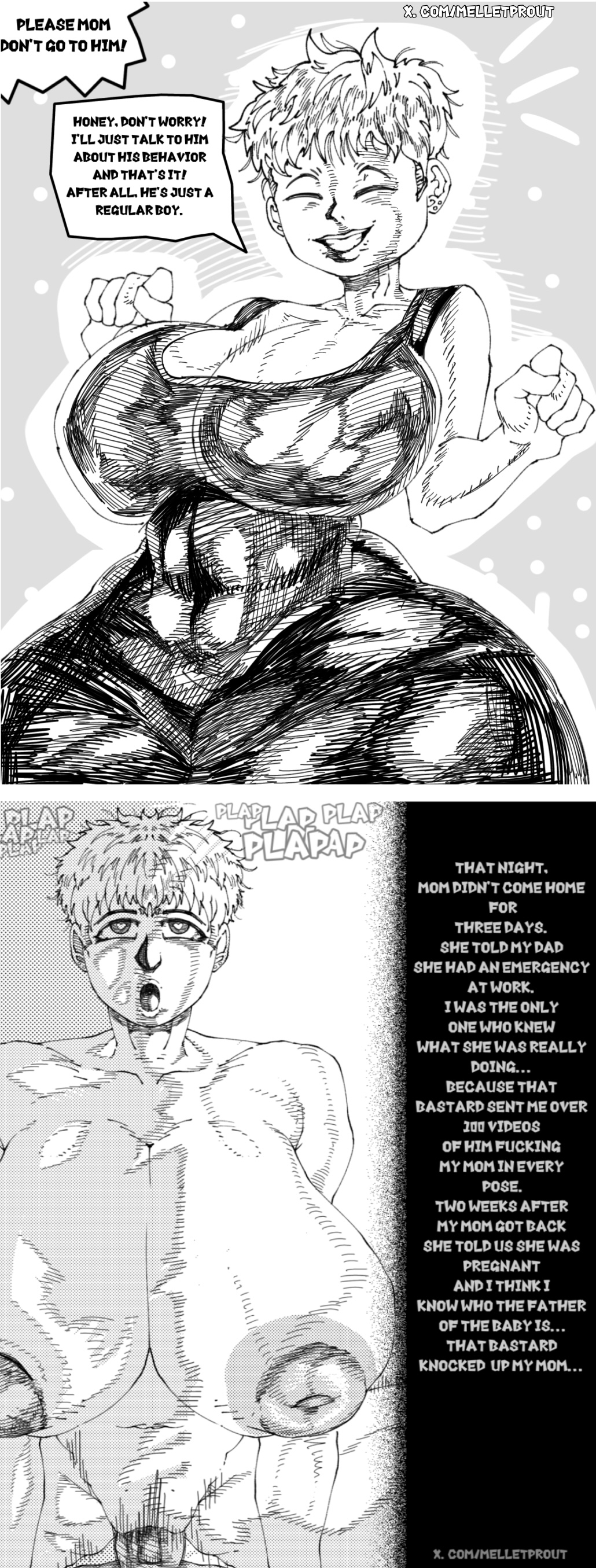 1boy 1boy1girl 1girls 2024 2d 2d_(artwork) 2koma big_ass big_breasts big_butt big_nipples big_penis big_thighs black_and_white bully cheating_mother cheating_wife child_bearing_hips comic cowgirl_position digital_drawing_(artwork) english_text heart-shaped_pupils huge_ass huge_breasts huge_butt huge_cock huge_nipples huge_thighs impregnation large_ass large_breasts mature_female melletprout milf monochrome mother motherly_cuckold older_female origin original_character original_characters sex short_hair tagme text text_box text_bubble vaginal_penetration venus_body wide_hips younger_male