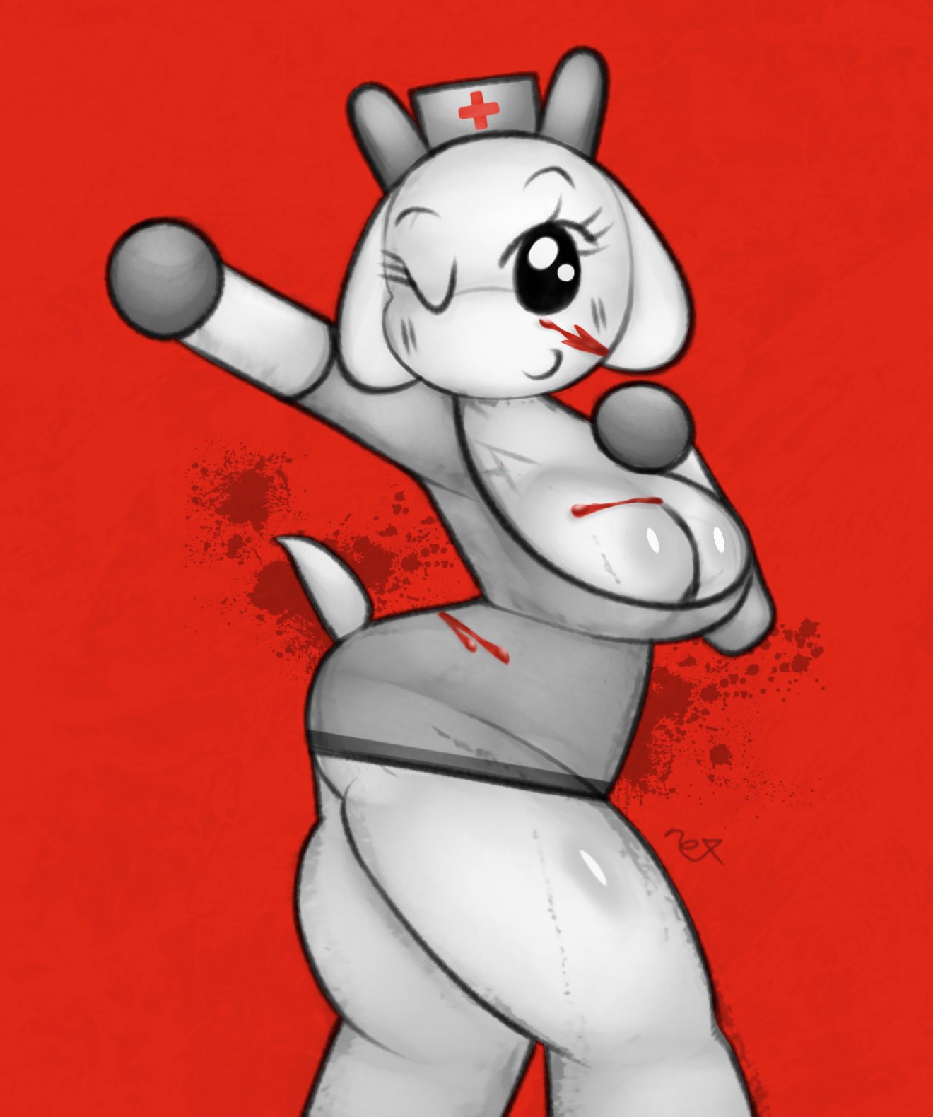 3:4 anthro ass blood breasts bunny_maloney character_request charlotte_(bunny_maloney) cosplay detailed female female_focus female_only furry furry_only goat goat_horns halloween halloween_costume tagme