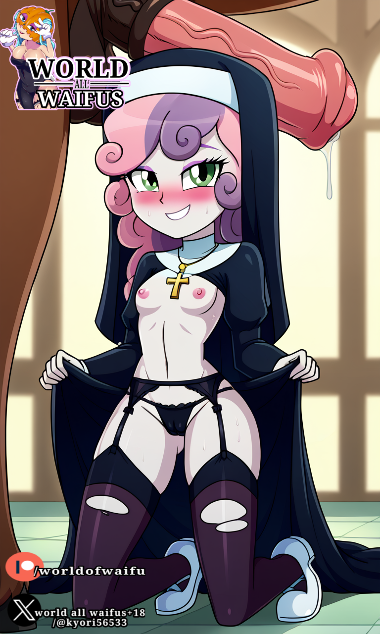 ai_generated bikini horse lolita nun nun's_habit nun_habit nun_outfit sweetie_belle_(eg) sweetie_belle_(mlp)