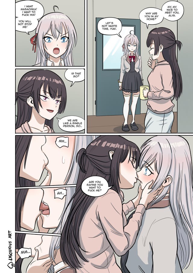 2girls, alisa mikhailovna kujou, female, female only, french kiss, kissing, multiple females, multiple girls, suou yuki, tokidoki bosotto russian de dereru tonari no alya-san, yuri