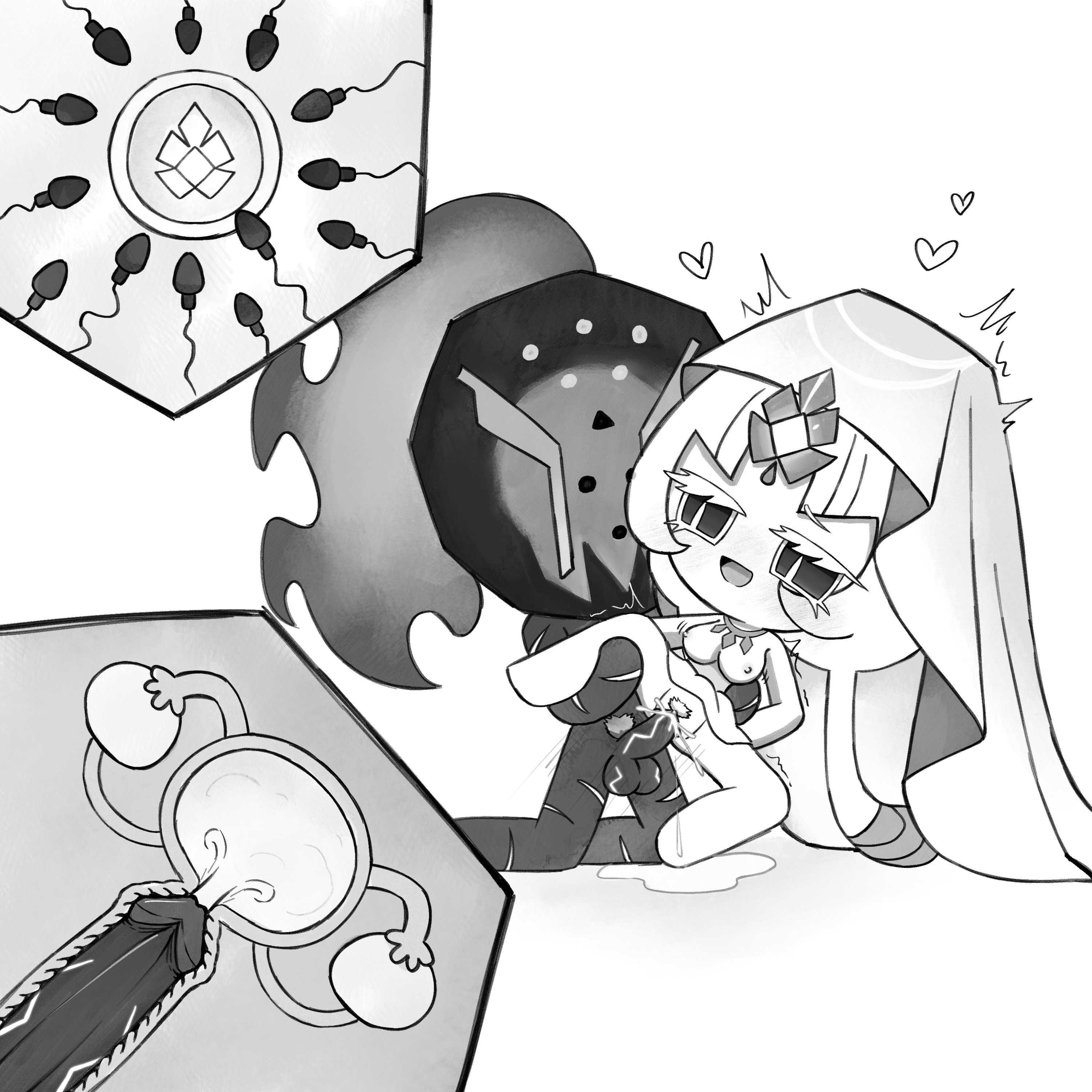 anthro, breasts, cookie run, cookie run kingdom, female, heart, impregnation, medium breasts, mystic flour cookie, pussy, romantic, semen, silent salt cookie, tagme, uncensored, vaginal penetration, vaginal sex, x-ray