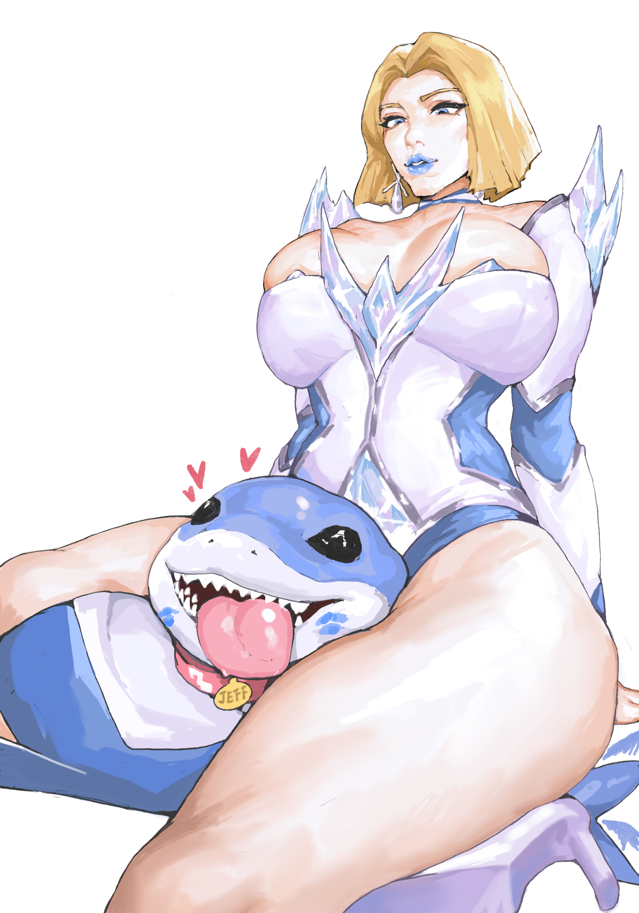 blonde female, blonde hair, blue lipstick, bob cut, boots, emma frost, emma frost (marvel rivals), female, female focus, high heel boots, high heels, jeff the land shark, marvel, marvel comics, marvel rivals, thick thighs, thigh sex, thigh squish, tomatosp