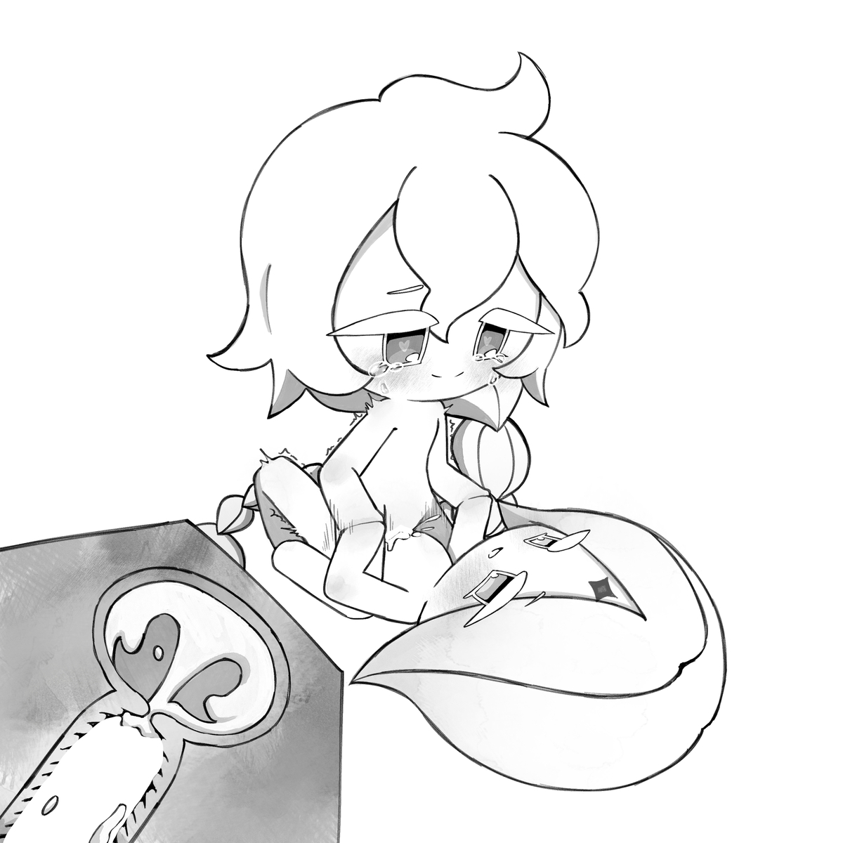 1boy, 1girls, black and white, breasts, cookie run, cookie run kingdom, cum, cum in pussy, cum inside, female, heart-shaped pupils, male, monochrome, morinowitch, no breasts, pure vanilla cookie, pussy, romantic, romantic sex, tagme, tears, vaginal penetration, vaginal sex, white lily cookie, wholesome, x-ray