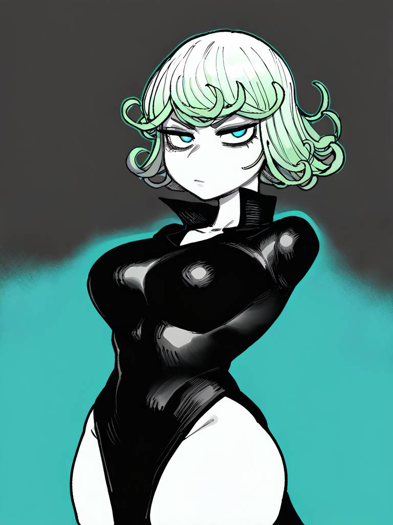 ai_generated amputee armless green_hair one-punch_man sexy tatsumaki