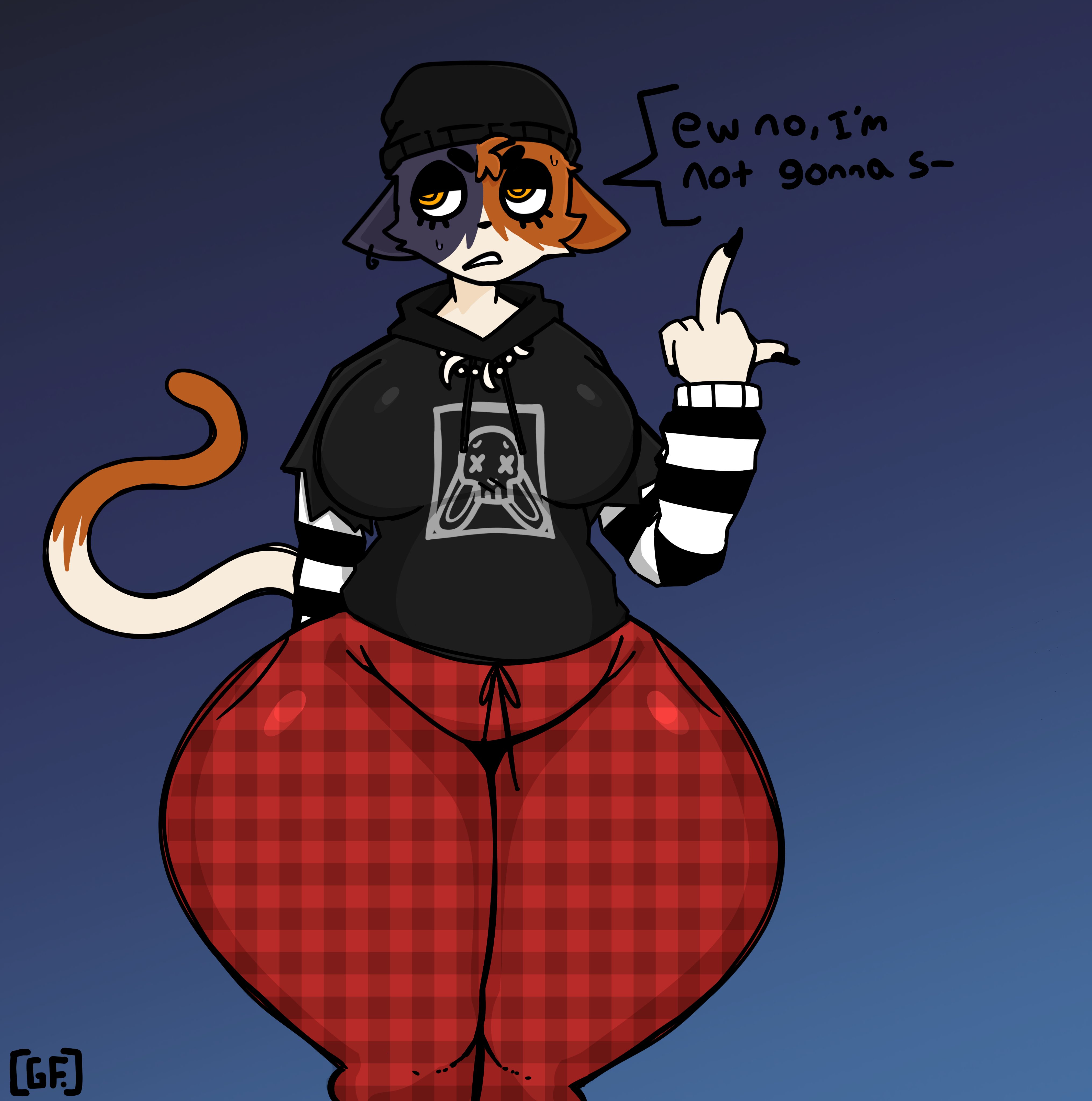 beanie, big breasts, breasts, cat ears, cat girl, cat tail, catgirl, feline, female, female only, fortnite, ghostfuckrr, meow skulls (fortnite), middle finger, piercing, thick thighs, tight clothing, wide hips