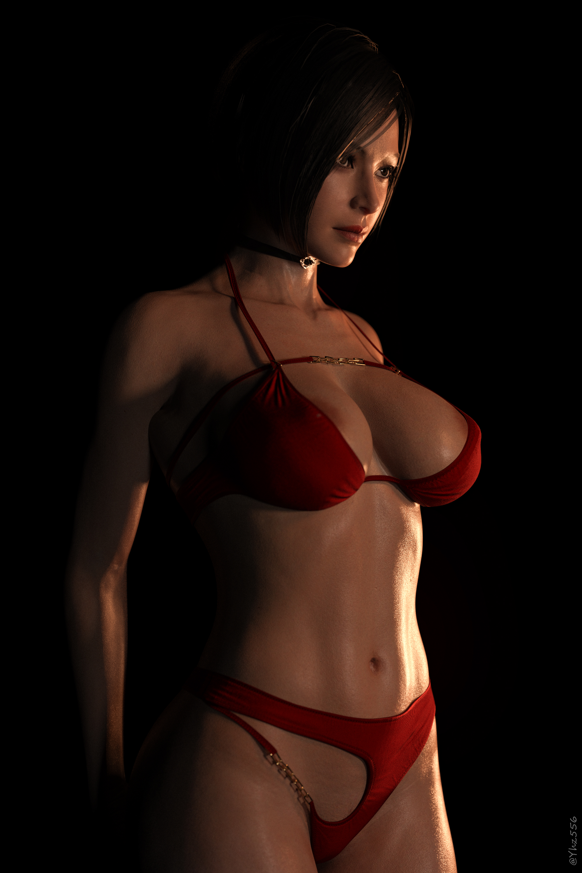 1girls, 3d, ada wong, bikini, female, ledeuss556, red bikini, resident evil, solo, swimsuit