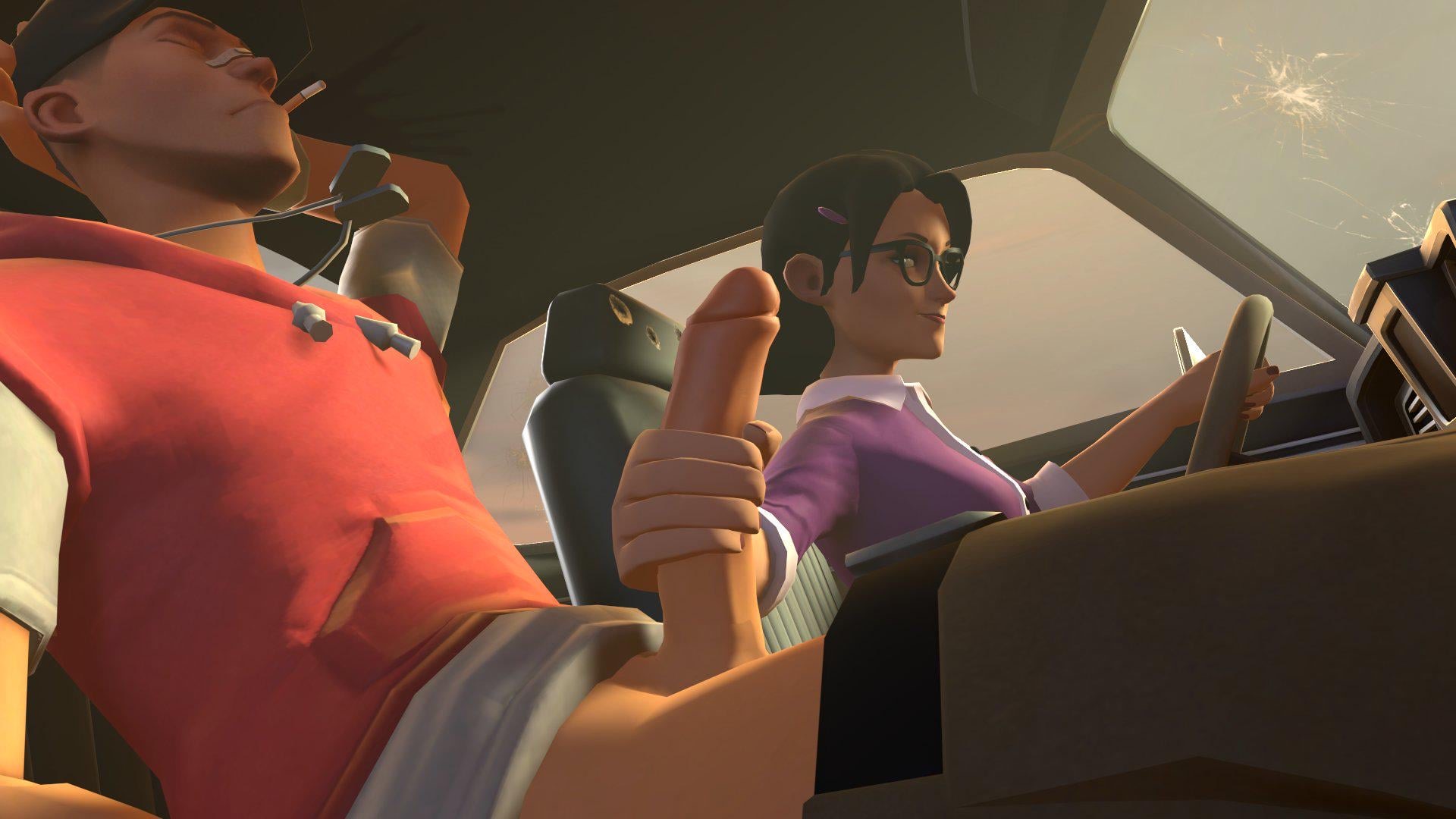 1boy, 1girls, 3d, big penis, female, handjob, jerking, male, masturbating other, masturbation, miss pauling, penis, riversizd, scout (team fortress 2), sfm, straight, stroking, stroking penis, team fortress 2