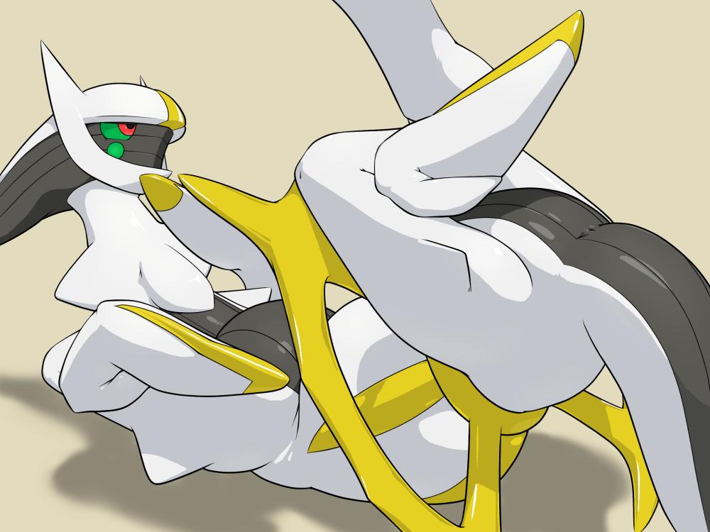 4:3 ambiguous_gender anus anus_only apc_(artist) arceus feral green_sclera grey_body legendary_pokémon lying nintendo on_back pokémon_(species) pokemon quadruped red_eyes shadow simple_background solo video_games white_body