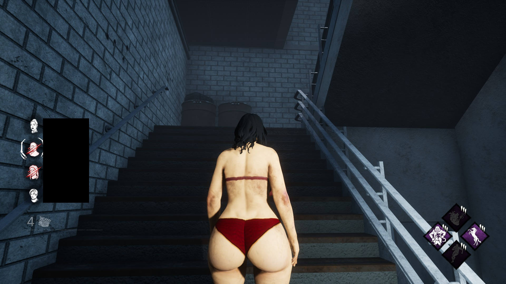 1girls, 3d, ass, back, back view, bbw, big ass, big butt, black hair, bra, dbd, dead by daylight, female, female focus, female only, jane romero, large ass, medium hair, panties, screencap, screenshot, solo, solo female, solo focus, thick, thick ass, thick thighs, thighs, underwear, white skin