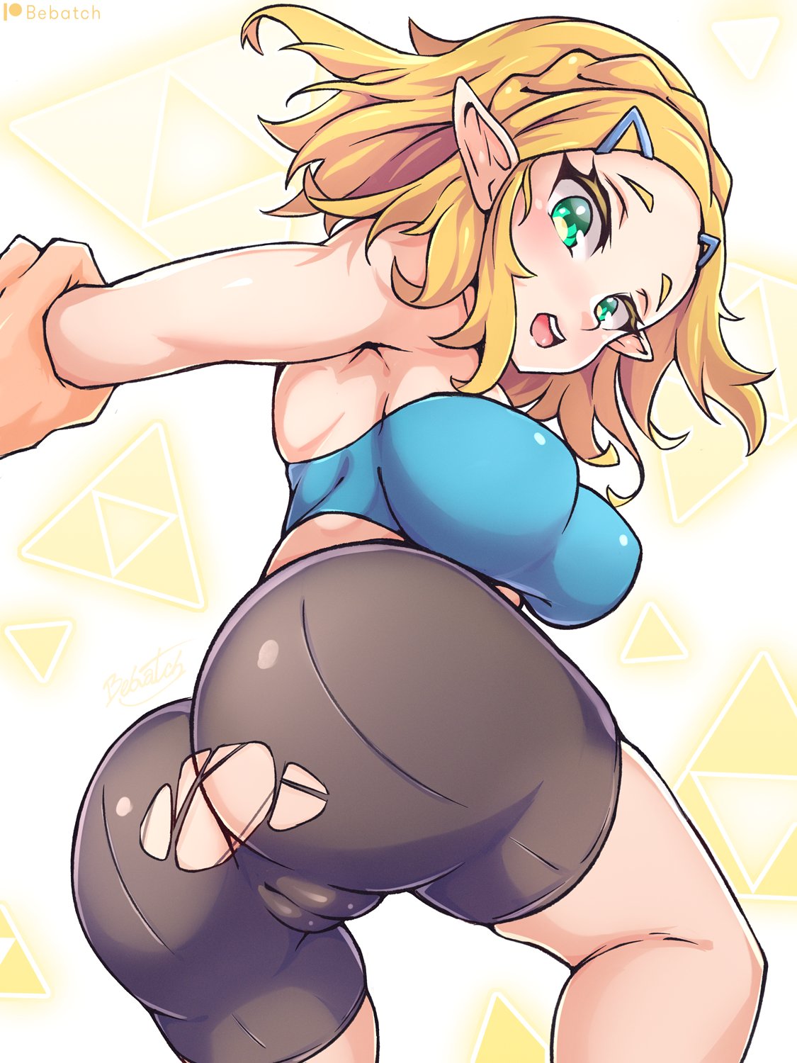 arm grab, ass, bebatch, breasts, breath of the wild, cameltoe, female, huge ass, huge breasts, nintendo, pointy ears, princess zelda, pussy, tears of the kingdom, the legend of zelda, torn clothes, zelda (tears of the kingdom)