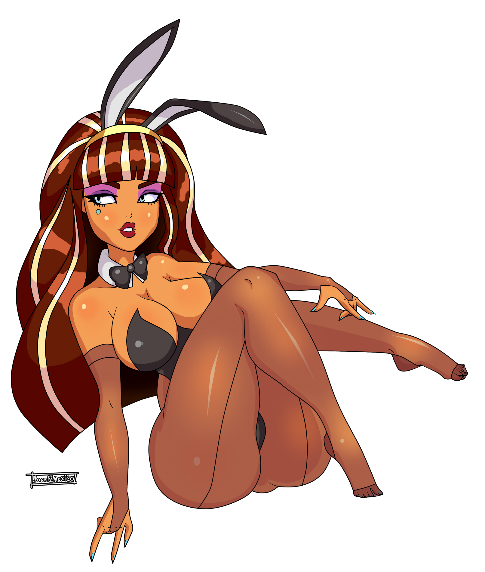 ass, big ass, breasts, bunny ears, bunnysuit, cleo de nile, egyptian, female, jose12mexico, monster girl, monster high, pantyhose, solo female, tan-skinned female, thick thighs