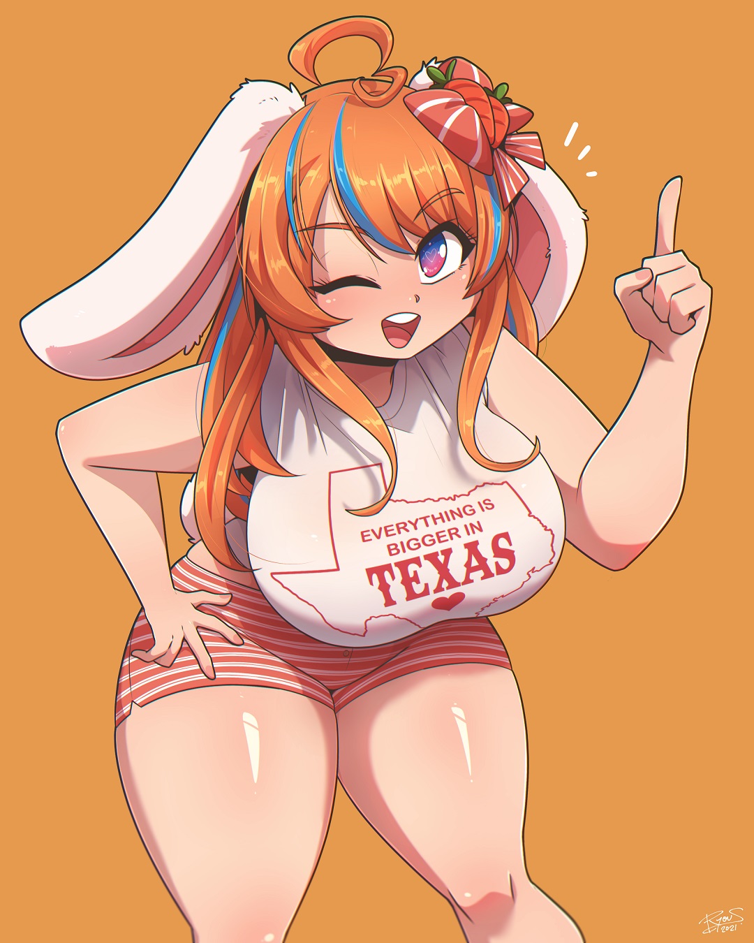 1girls, big breasts, breasts, bunny gif, female, indie virtual youtuber, orange hair, purple eyes, twitch, twitch.tv, virtual youtuber