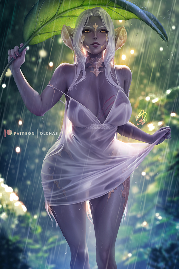 1girls, au ra, blurry, breasts, dress, female, final fantasy, final fantasy xiv, grey skin, horns, large breasts, long hair, looking at viewer, olchas, parted lips, raen, rain, realistic, scales, scar, see-through, solo, standing, tail, thigh gap, wet, wet clothes, white hair, yellow eyes