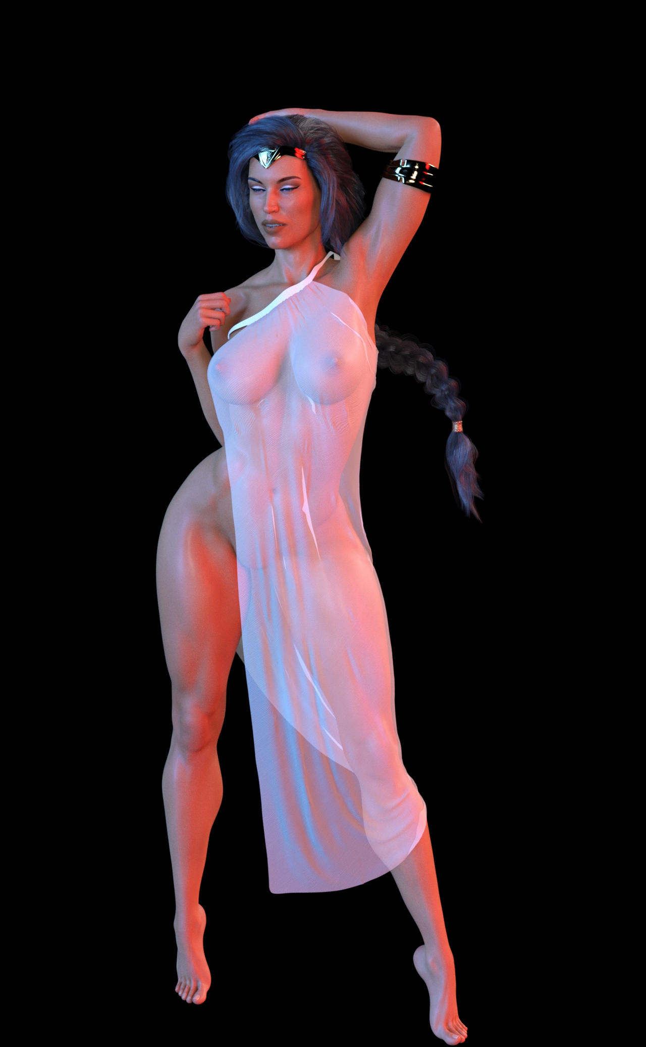 3d 3d_(artwork) big_breasts black_background breasts dc dc_comics diana_prince herohedonism mostly_nude see-through_clothing tiara toga winterjoshuar wonder_woman wonder_woman_(series)