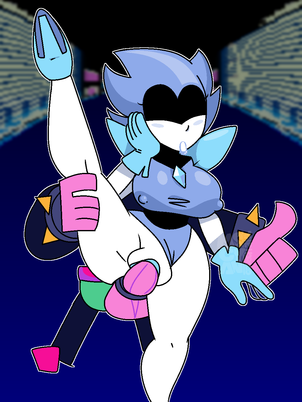 1boy 1boy1girl 1girls big_city deltarune erect_nipples giga_queen horaco mecha milf queen_(deltarune) robot robot_girl spiked_bracelet tagme tally_marks thehoraco thrash_machine thumbs_up vaginal_penetration white_body