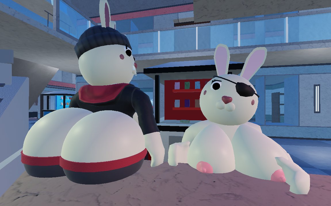 2girls 3d ass beanie beanie_hat big_ass big_breasts breasts bunny bunny_(piggy) bunny_ears bunny_girl completely_naked completely_nude decay_(piggy) eyepatch female female_focus female_only furry furry_female furry_only looking_at_viewer nice_ass piggy_(game) rabbit rabbit_ears rabbit_girl roblox roblox_game siblings sisters vore_lover1234