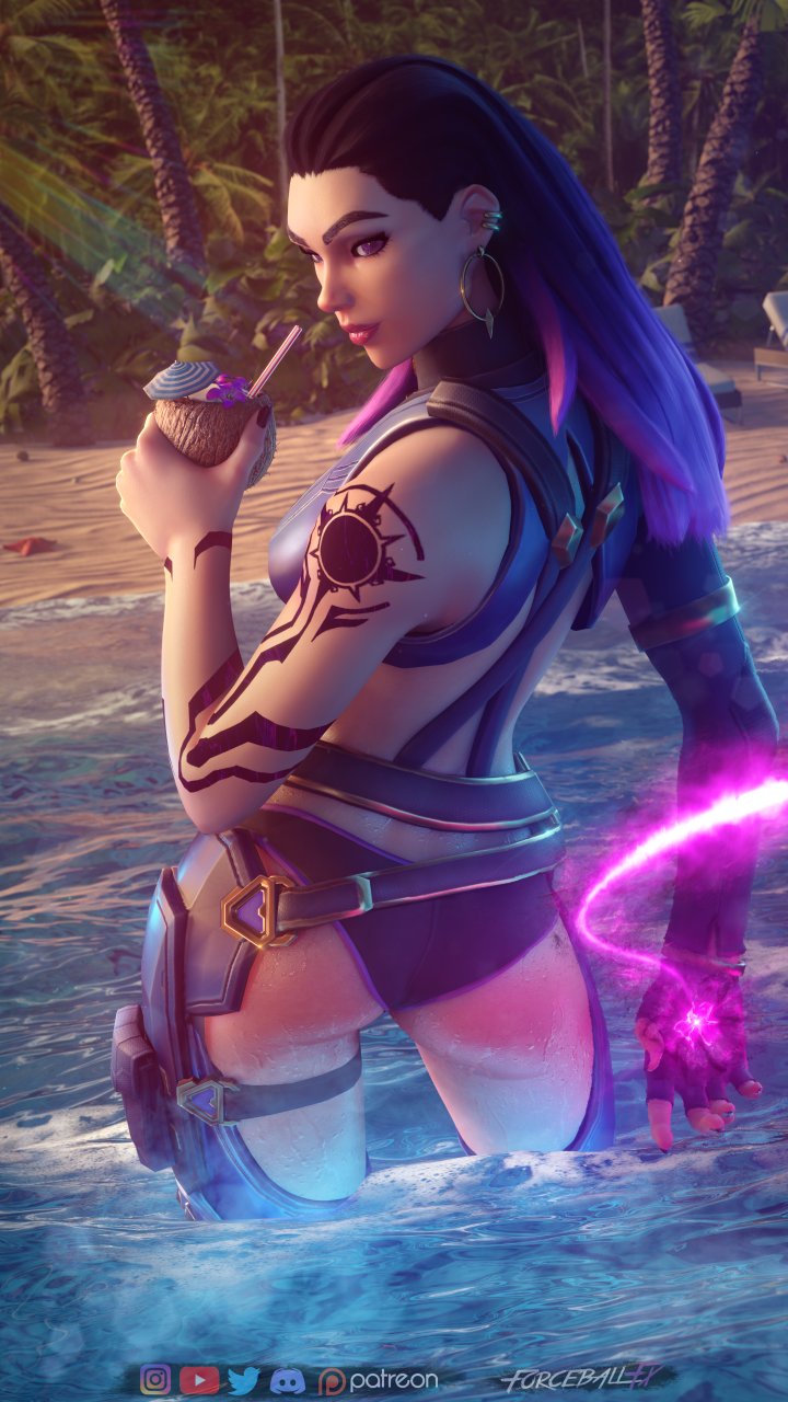 1girls, 3d, ass, blender, female, female only, forceballfx, looking at viewer, looking back, pinup, reyna (valorant), solo, valorant, video game character