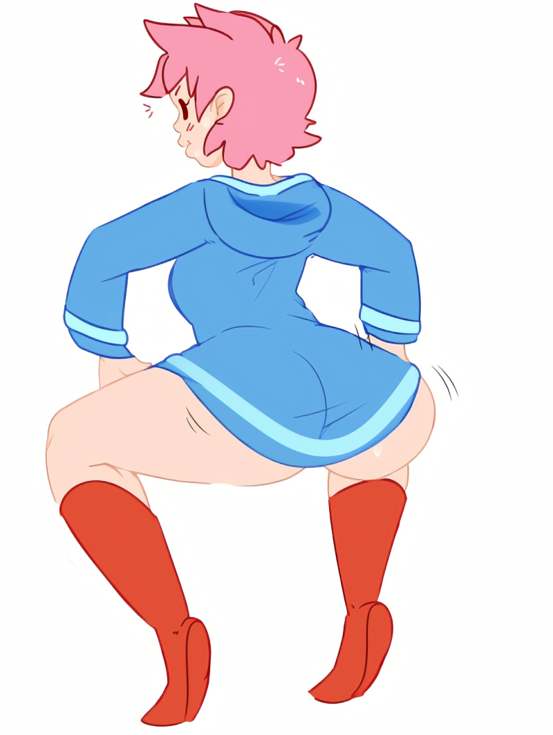 ass big_ass big_butt boots bottomless butt_crack female female_only honeyboyy hoodie kumatora looking_at_viewer looking_back mob_face mostly_clothed mother_(series) mother_3 partially_clothed pink_hair solo twerking upskirt