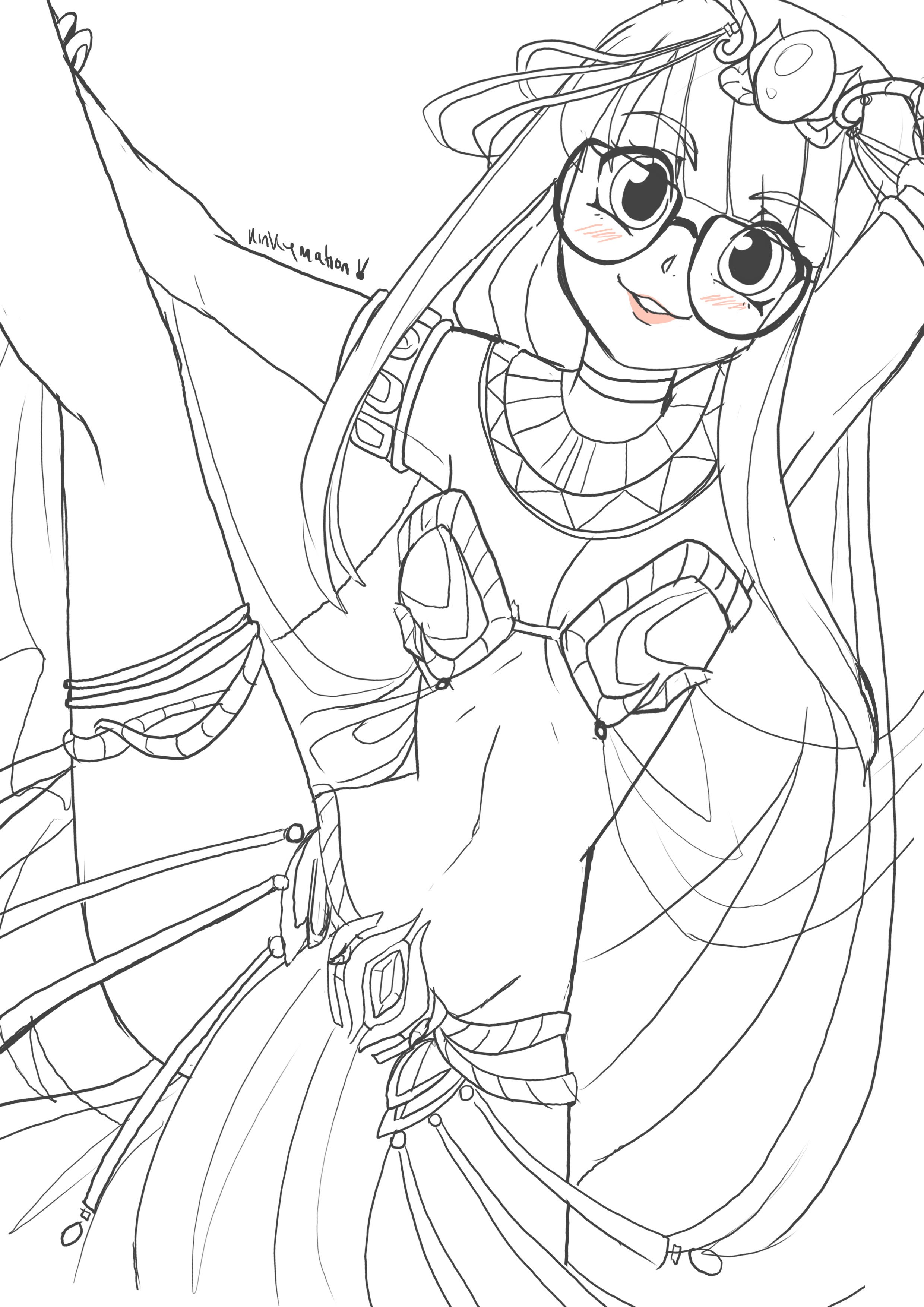 1girls, alternate costume, ass, atlus, belly dancer, belly dancer outfit, black and white, breasts, dancer, dancer outfit, ear piercing, female, glasses, harem outfit, kinkymation, lipstick, looking at viewer, medium hair, no color, one leg up, persona, persona 5, sakura futaba, solo